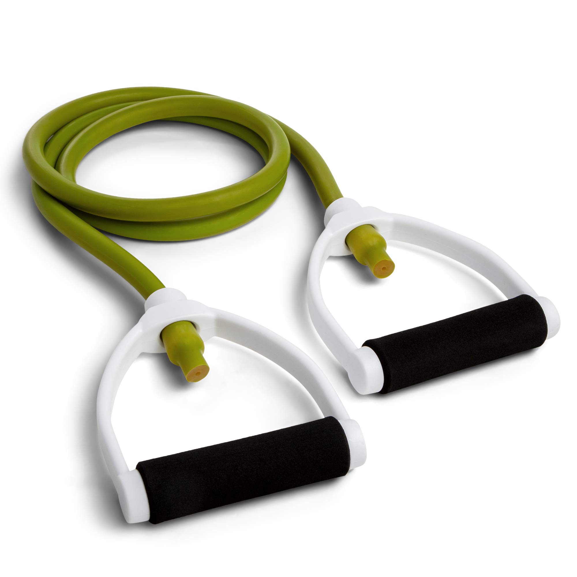 Champion Sports Resistance Tube Bands for Men and Women, Durable Stretch Fitness Band for Strength Training, Stretching, Rehabilitation- Premium Home Workout Equipment - 80 Lbs Resistance Tubing-Green