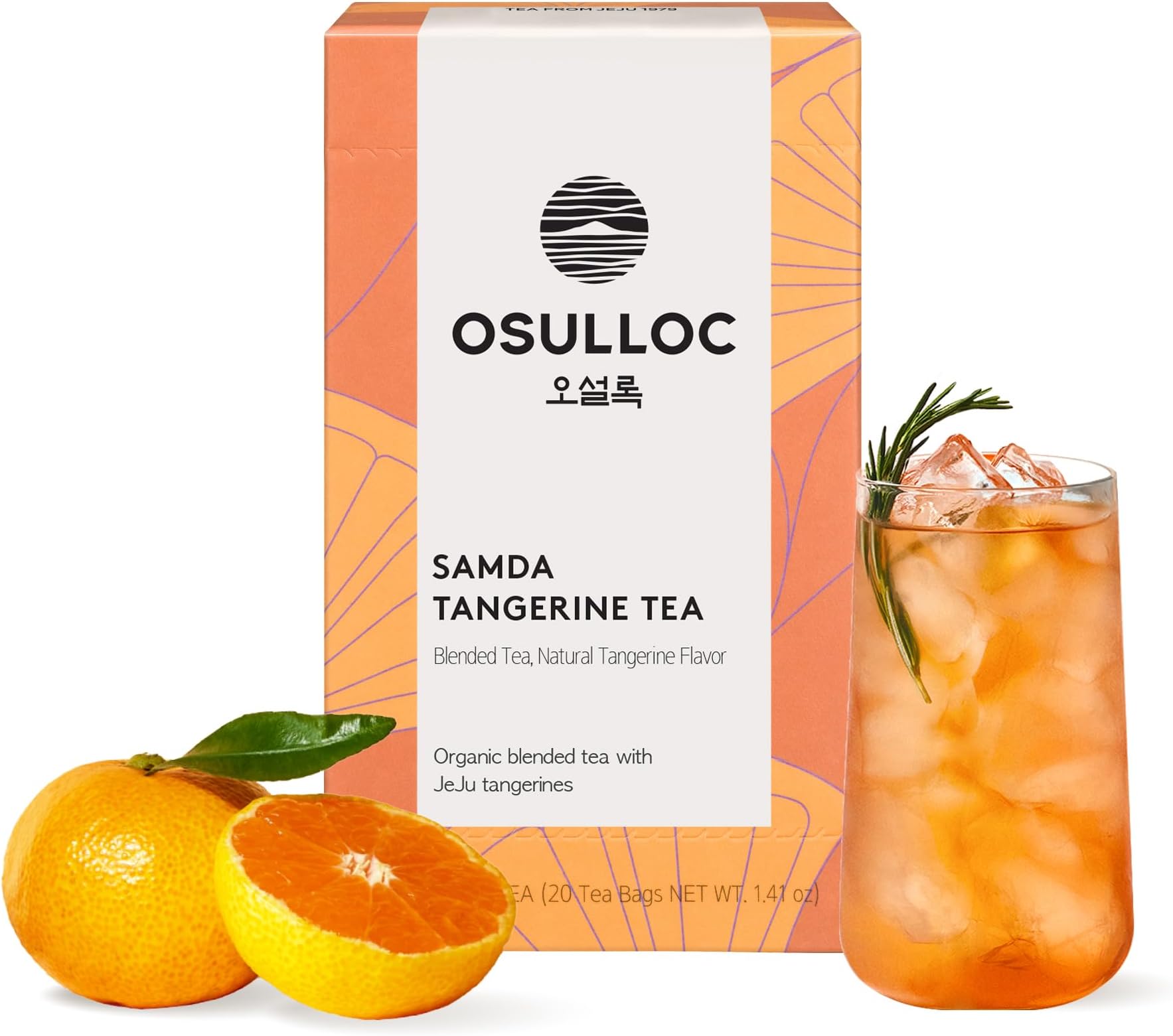 OSULLOC Tangerine Tea (Fresh Jeju Tangerine Flavor), Iced tea bags Fruit tea Blend, Premium Teabags from Jeju Island, 20 count