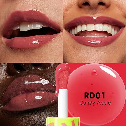 Miniatura 2 de FOCALLURE Aceite de labios, hidratante, brillo labial hidratante, aceite transparente Toot Lip Glow Oil, acabado brillante brillante, antiadherente,