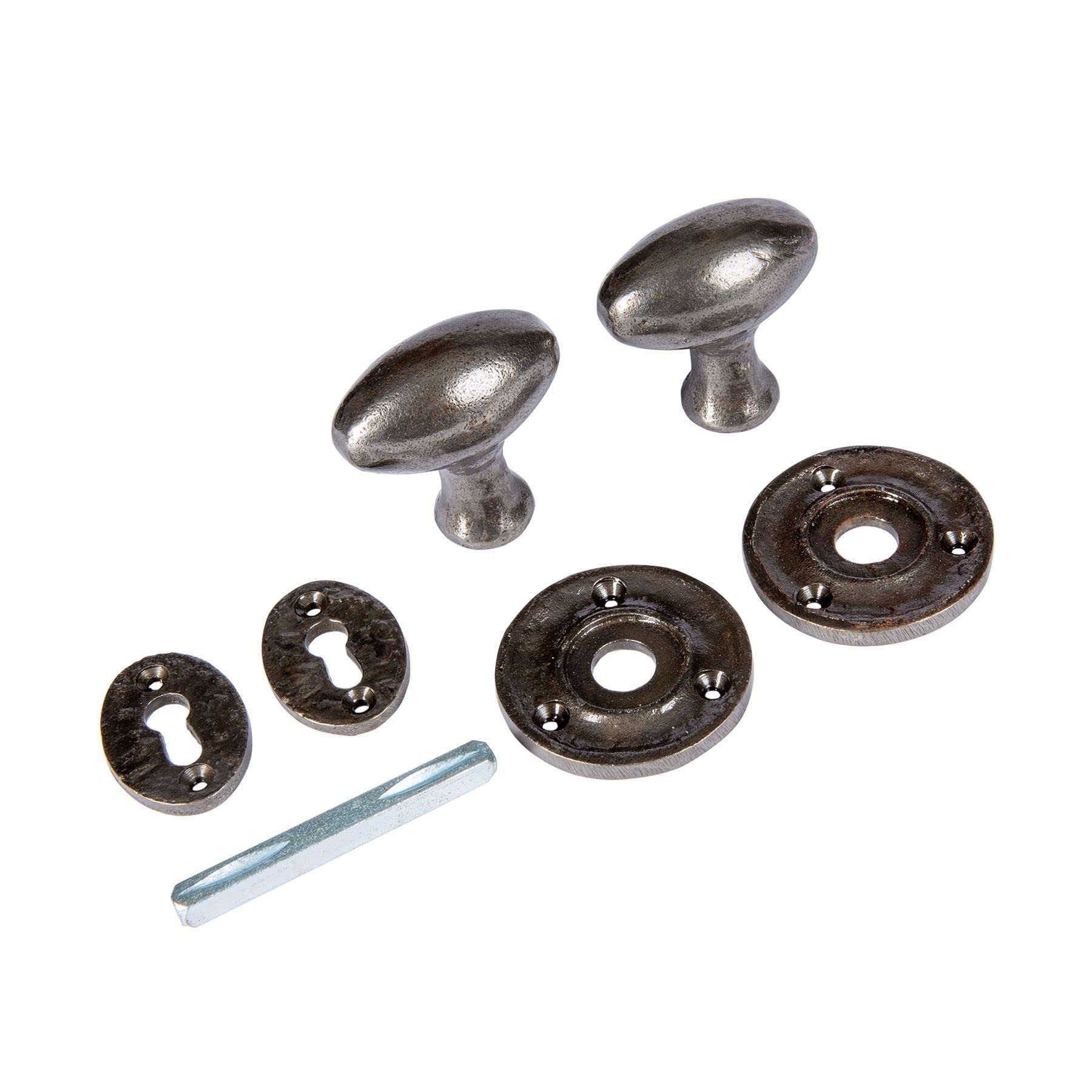 Hammer and Tongs - Oval Rim & Mortice Door Knob - W60mm - Raw
