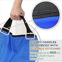 Vista 4 de Almohadilla de cama multiusos de 43 x 36 pulgadas con asas reforzadas, sábana para paciente reutilizable y lavable para girar, levantar y Azul