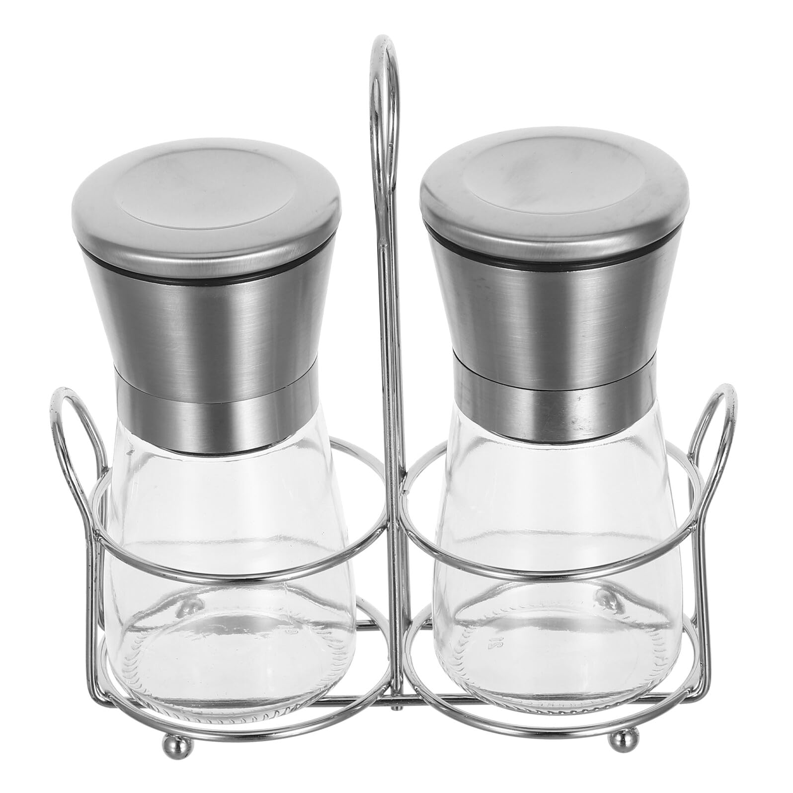 Moulins à poivre manuels en acier inoxydable lot de 2 avec flacon en verre et support compact