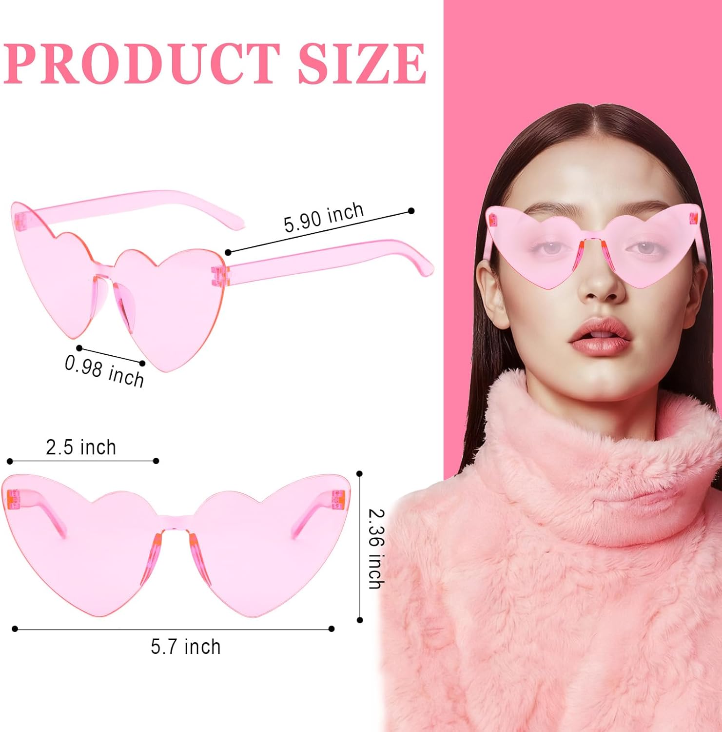 Heart Sunglasses 12Pcs Heart Shaped Glasses for Women Girls Cute Cat Eye Funny Party Glasses Party Favors Accessories - Image 2