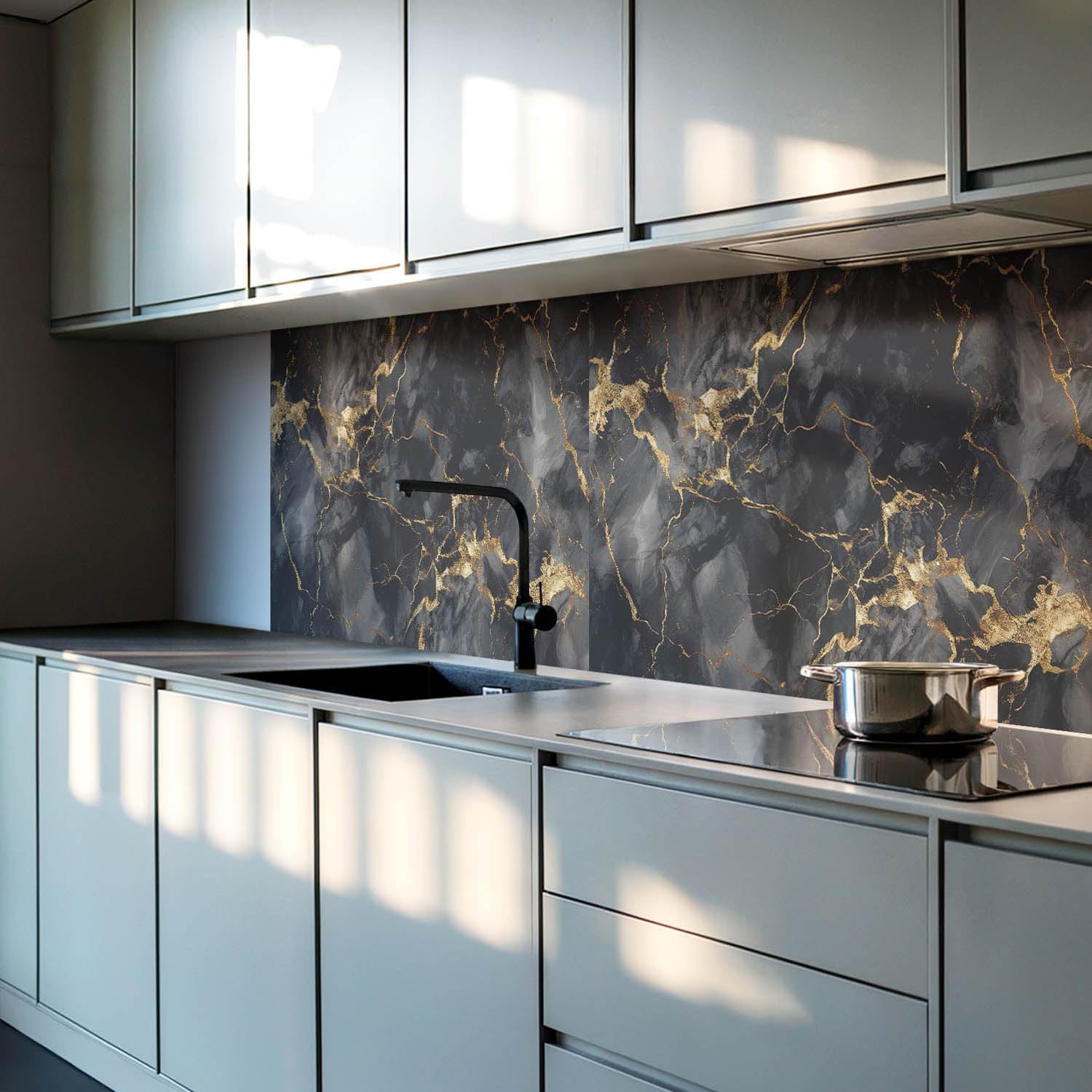 Panneaux Décoratifs 120x60 cm Cuisine Facile à Nettoyer Moderne Durable Rectangulaire Primaire de Protection Installation Rapide Imperméable Splashback - Modèle de marbre élégant