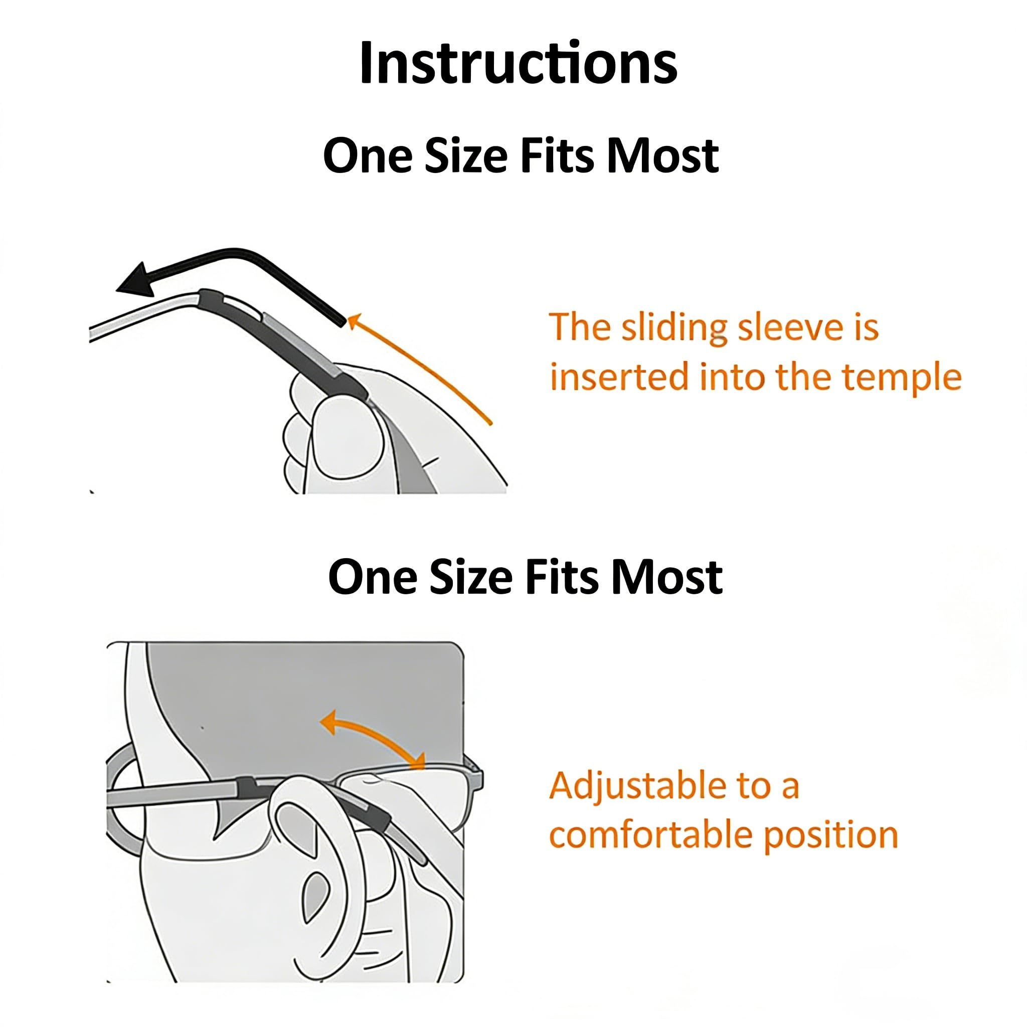 PTSLKHN Retenedor de silicona para gafas, 5 pares de retenedores elásticos antideslizantes para gafas, Transparente, 5