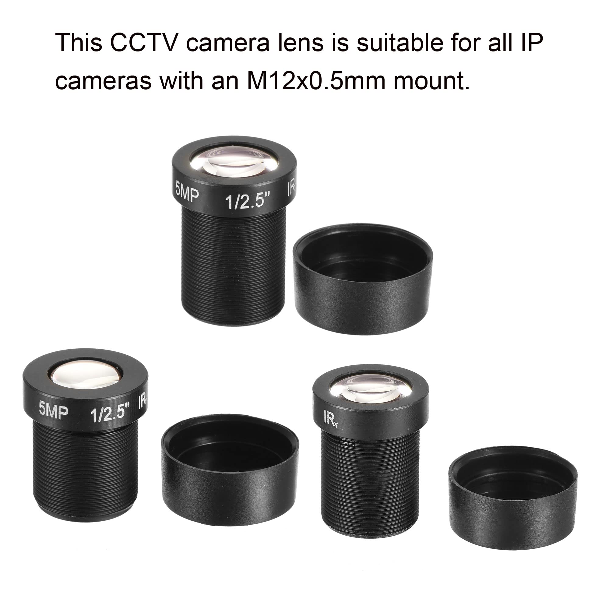 QUARKZMAN CCTV Obiettivo 8mm/12mm/16mm 5MP F2.0 FPV Grandangolo Angolo per CCD Fotocamera, 3pz