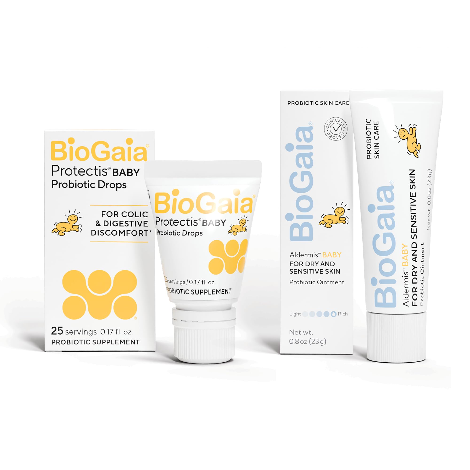 BioGaia Baby Probiotic Essentials For Digestive & Skin Health | Drops Ease Colic, Gas & Tummy Issues | Ointment Soothes & Hydrates Dry, Irritated Skin
