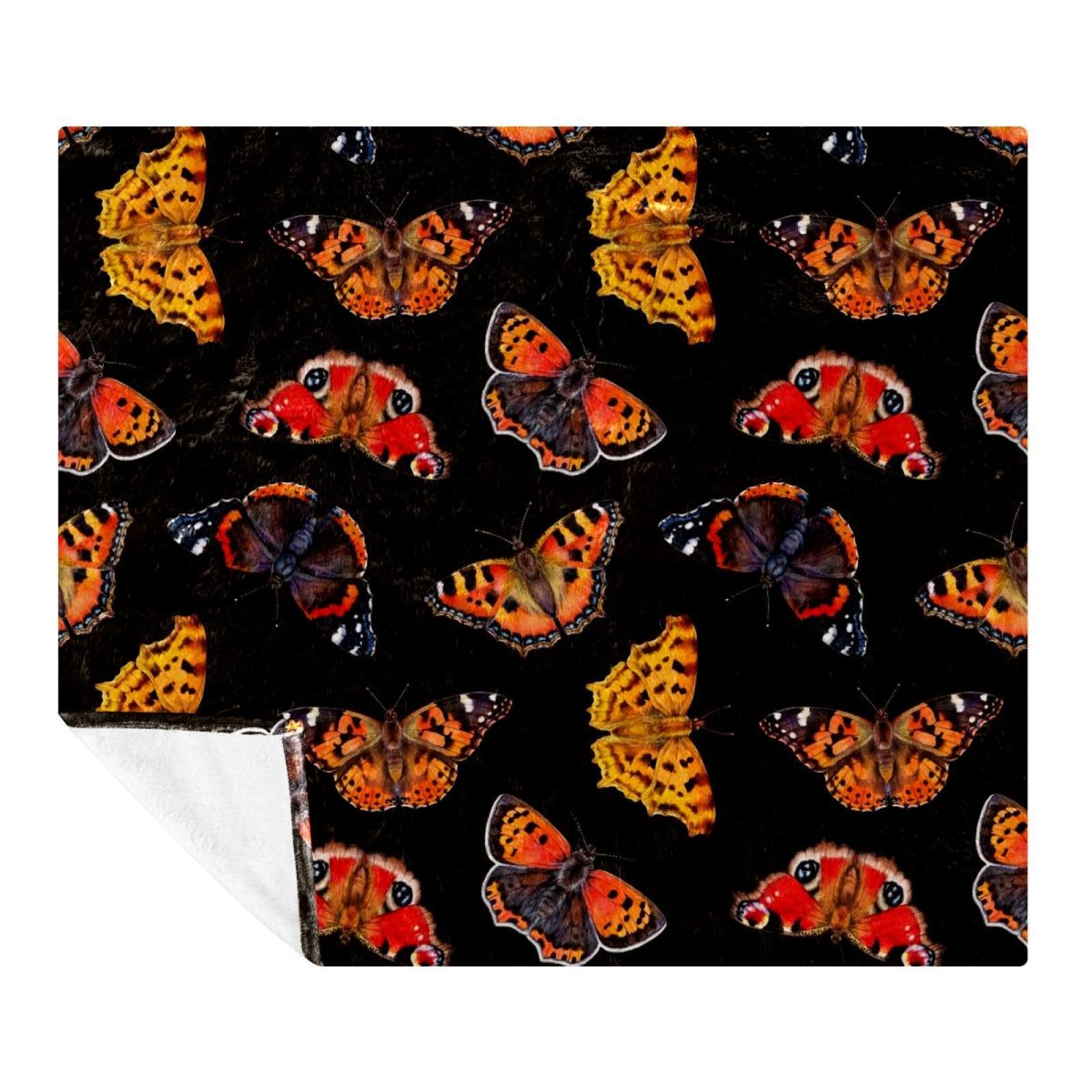 Couverture lit microfibre 150x200 plaid polaire canapé motif papillon