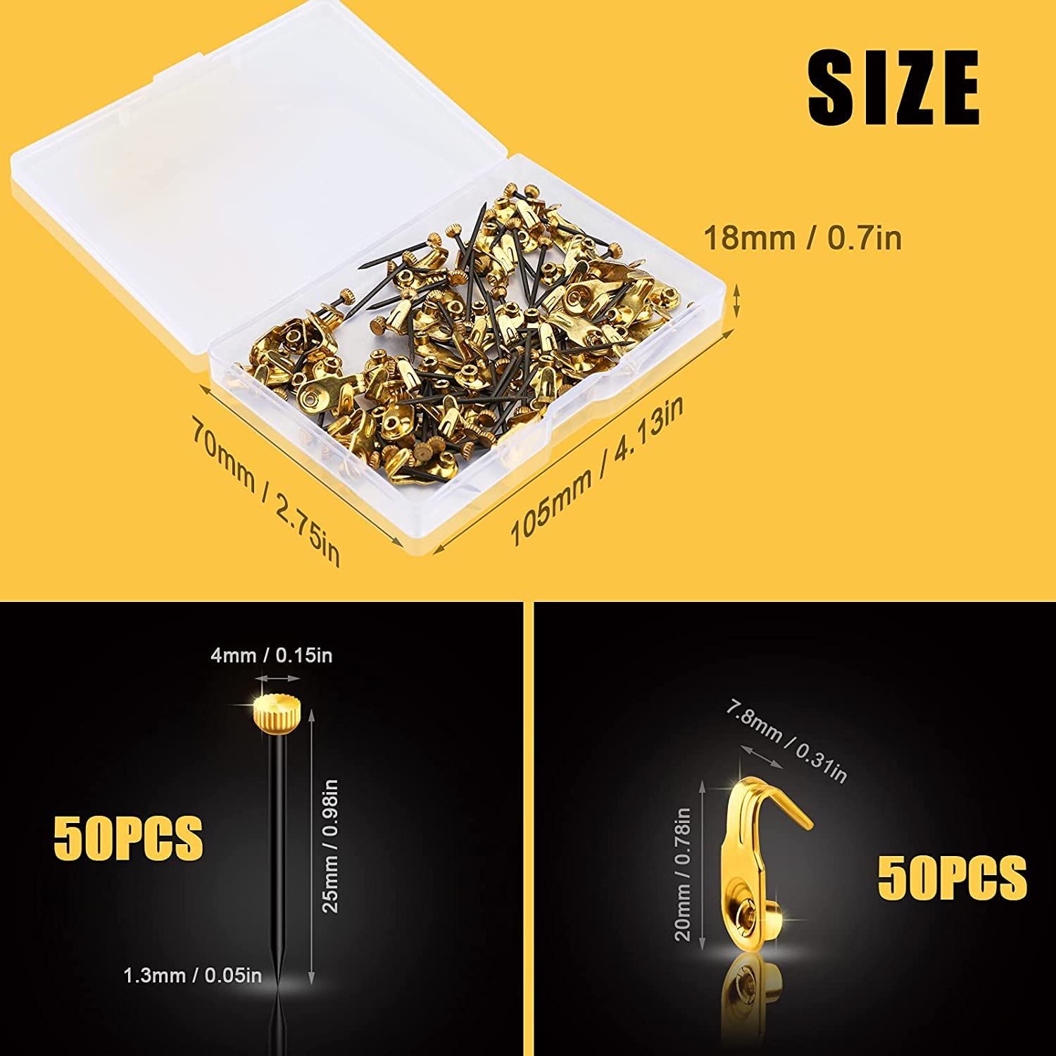 Picture Hanging Kit - 100 Hooks & Pins -2
