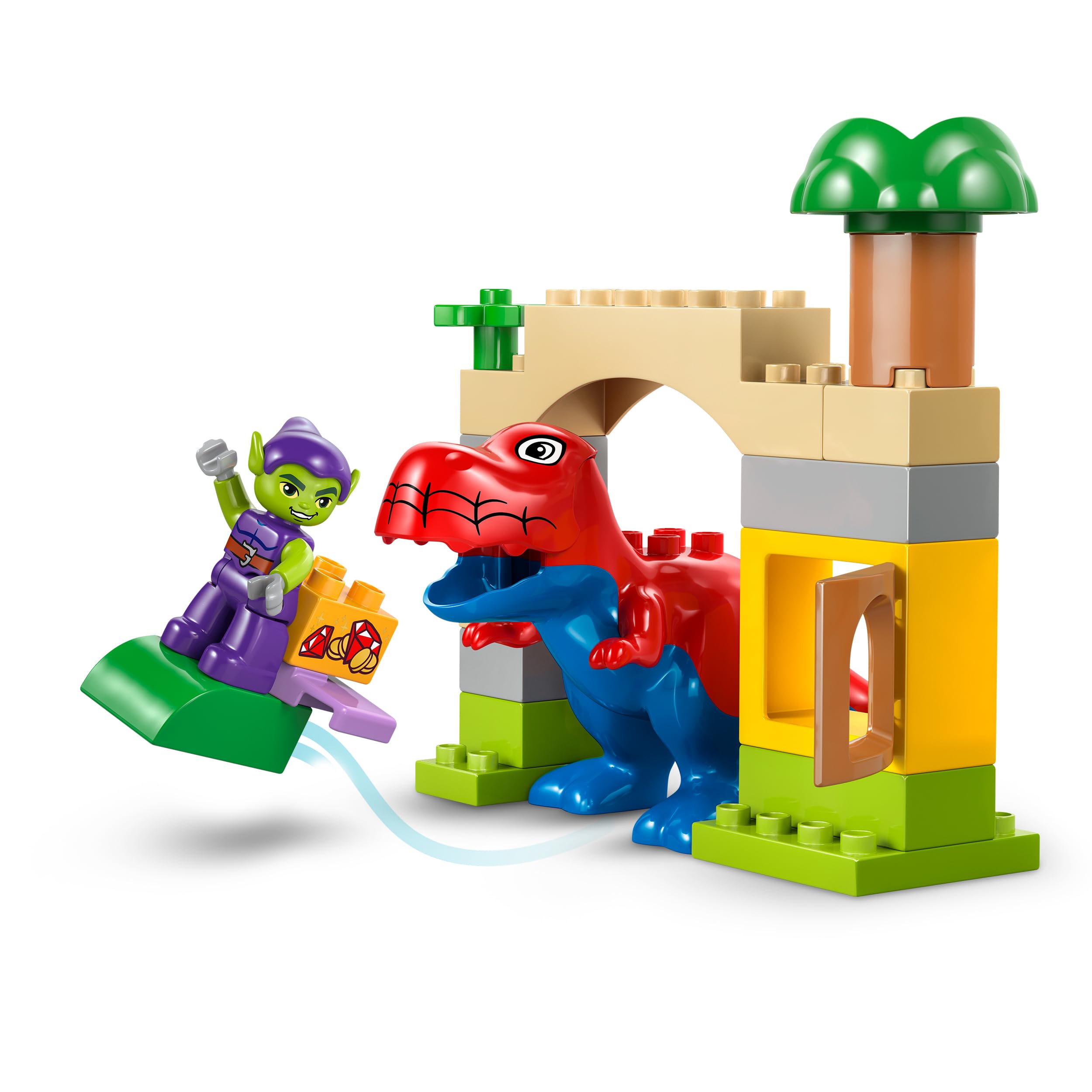 LEGO Duplo Marvel Dinosaurio Spidey-Rex vs. Duende Verde - Juego Educativo para la Motricidad Fina - 2 Figuras Inc. Spidey T. Rex - Juguete de Superhéroes - Regalo para Niños de 2+ Años - 10463