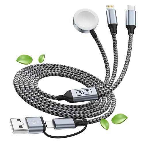 Cable USB AUSB C 3 en 2 para cargador Apple iPhoe, cable de carga múltiple para iPhoe, cargador de viaje para múltiples dispositivos compatibles con