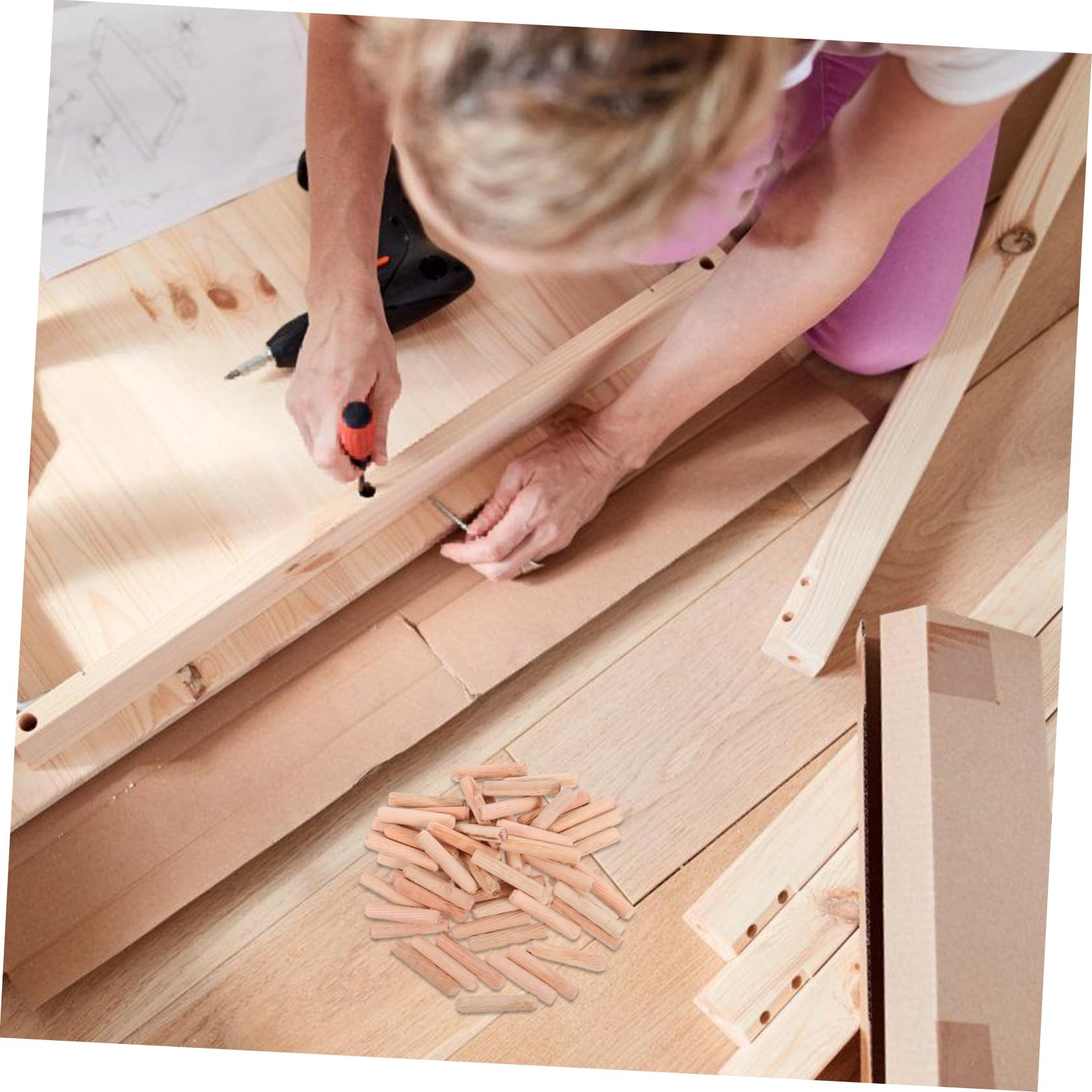 MAGICLULU 1tasche Holzdübelstifte Geriffelt Für Möbel Handwerk Holzbearbeitung Bastelholz Diy Dübel Zum Basteln Holzstab Holzstange