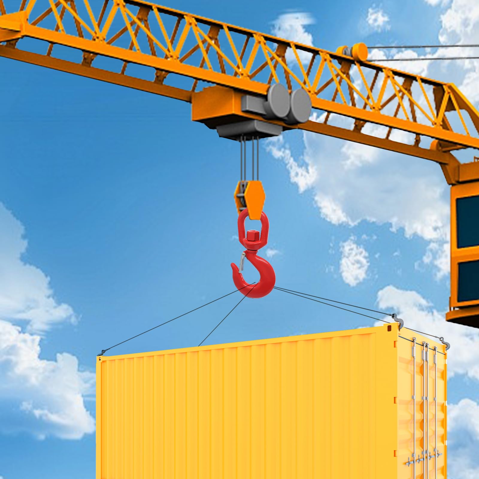 Gancio di sollevamento resistente con chiusura di sicurezza, capacità di 5 tonnellate, gancio per gru in acciaio legato per applicazioni industriali e edili