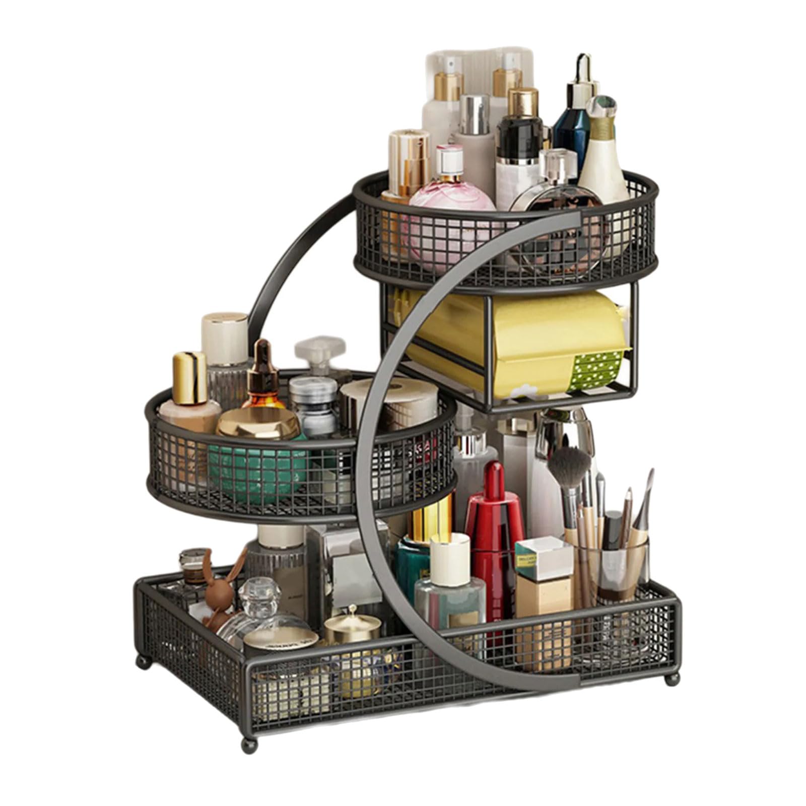 PLCPDM Multiple Tiers Metal Cosmetic Organizers Modern Storage Rack for Skincare Lipsticks Bathroom Countertop Without Tool Skincare Display Rack