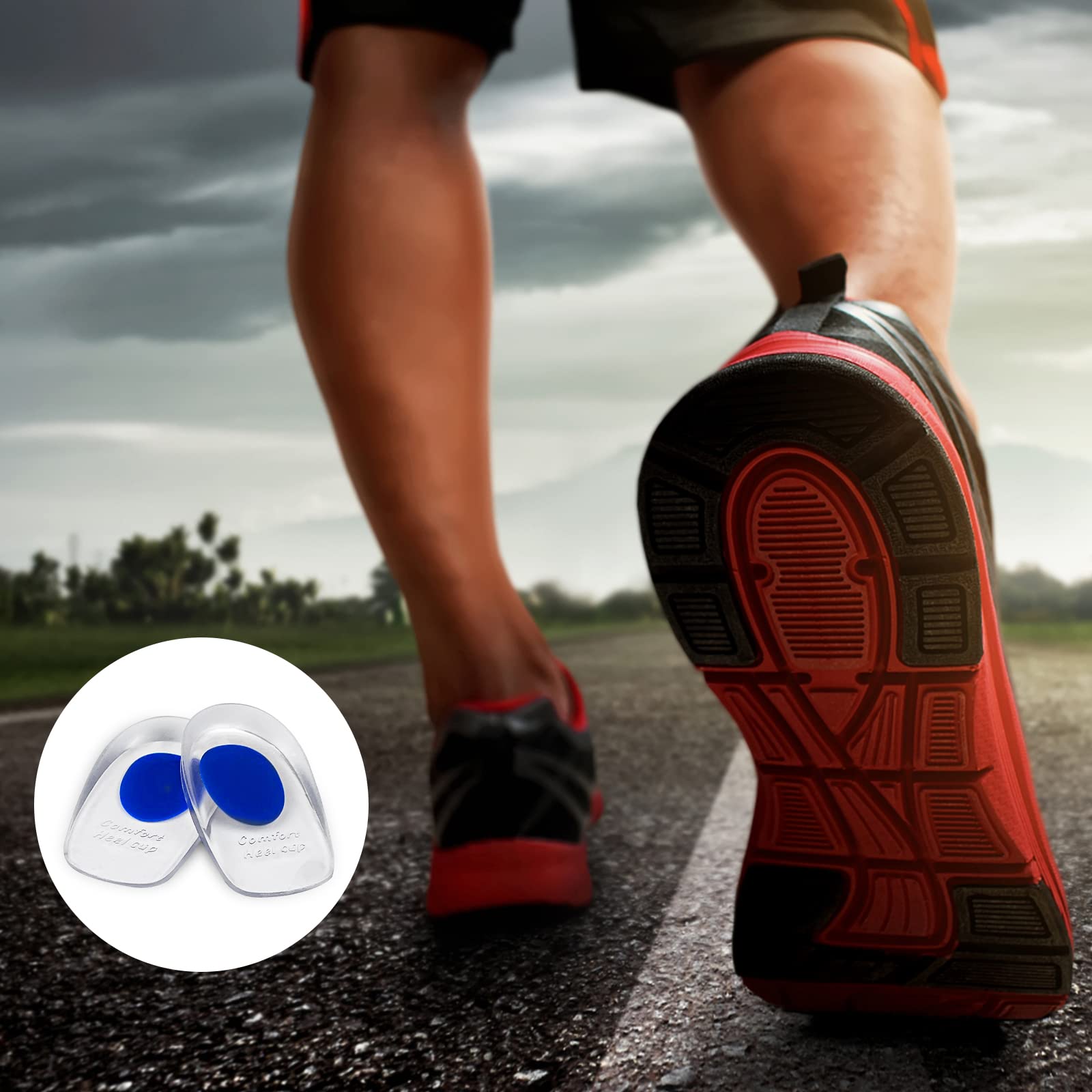 Newpop 3 Pares Taloneras Silicona Azul, Aliviar el Dolor Suave Almohadillas de Gel Para Talones, Reducir los Golpes, Plantillas Talon para Fascitis Plantar, Espolon Calcaneo, Tendinitis (L)
