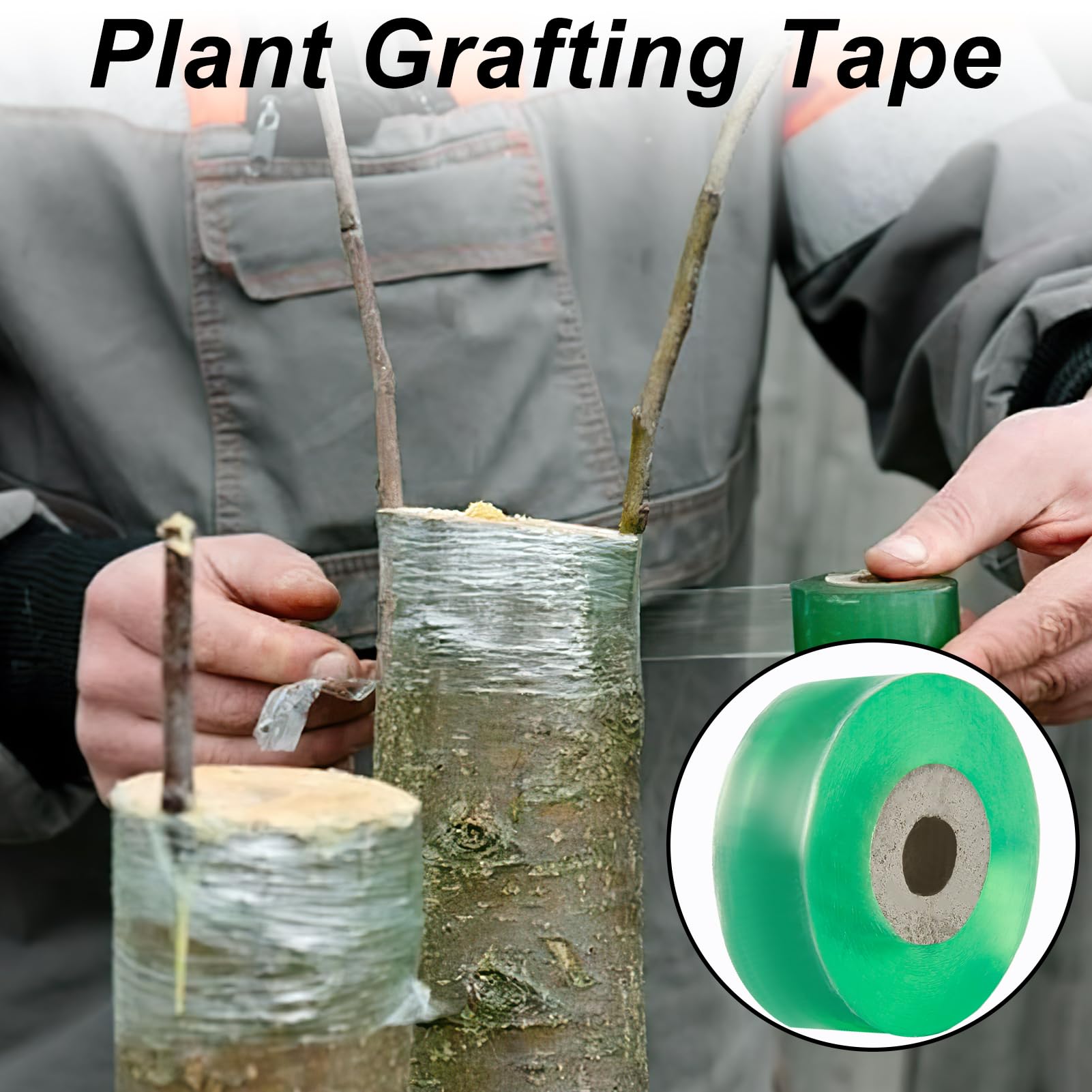 2 Piezas Cinta de Injerto Banda de Injertación 2cm Cinta de Reparación de Plantas Transparente Biodegradable Autoadhesiva Film Injerto Elástica Árbol para Injertar y Reparar Árboles Frutales Verde