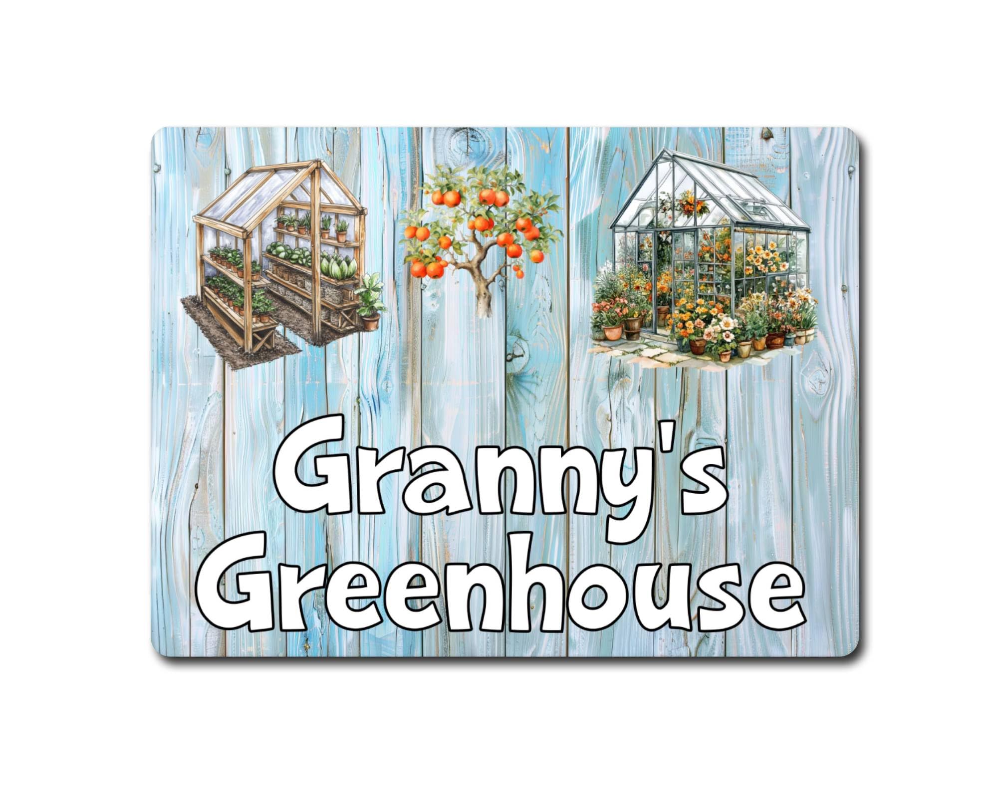 Decalarama Allotment Metal Sign Gift – Granny's Greenhouse - Family Fun Home Garden Novelty Aluminium Present