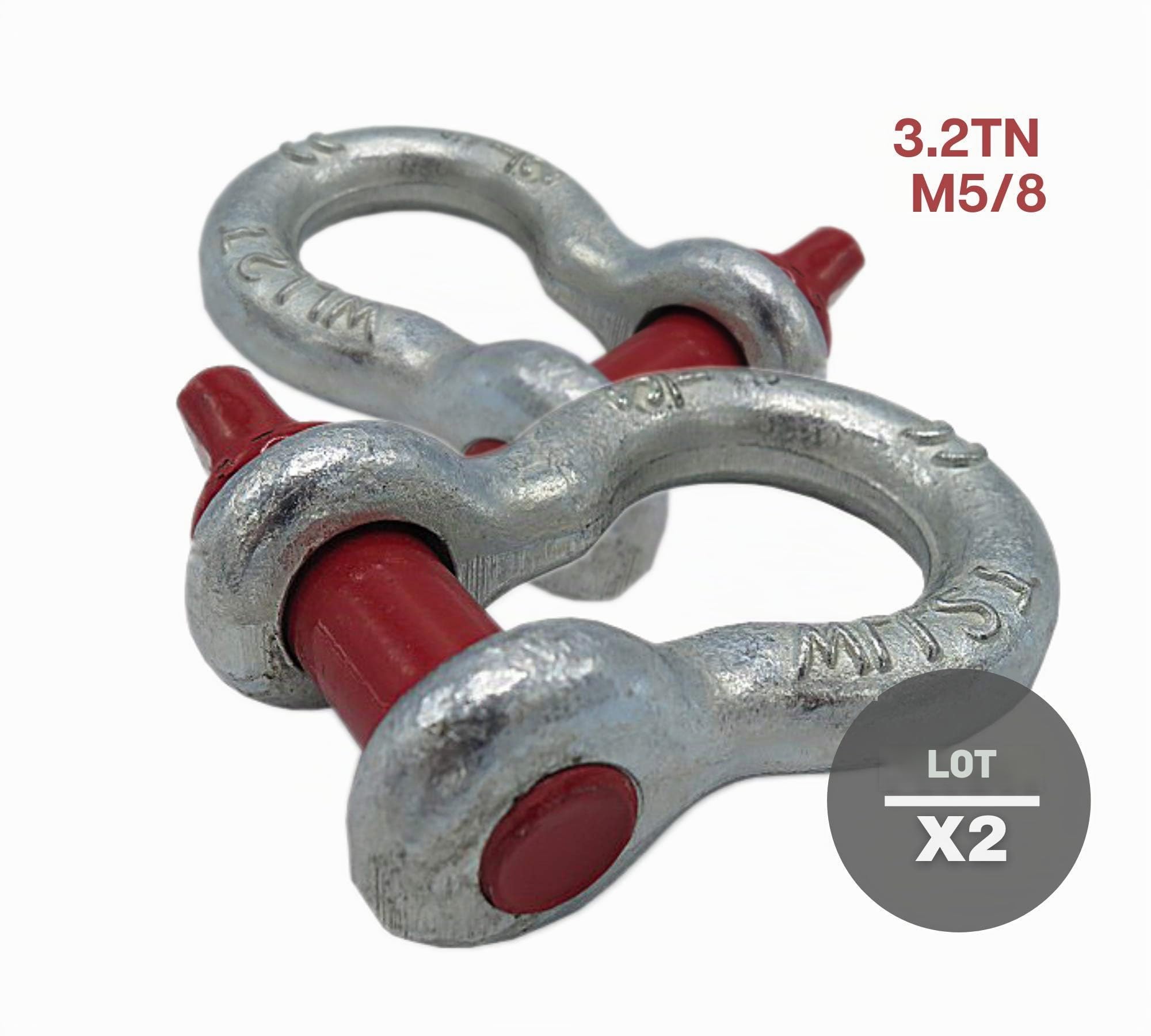 DOJA Industrial | Manille en Acier Haute Resistance | 3,2 T |Pack 2| Parfait pour Le remorquage et Le Levage | 4x4 Mousqueton treuil elingue de Levage Quad Moto remorquag manilles Lyre Route Sangle