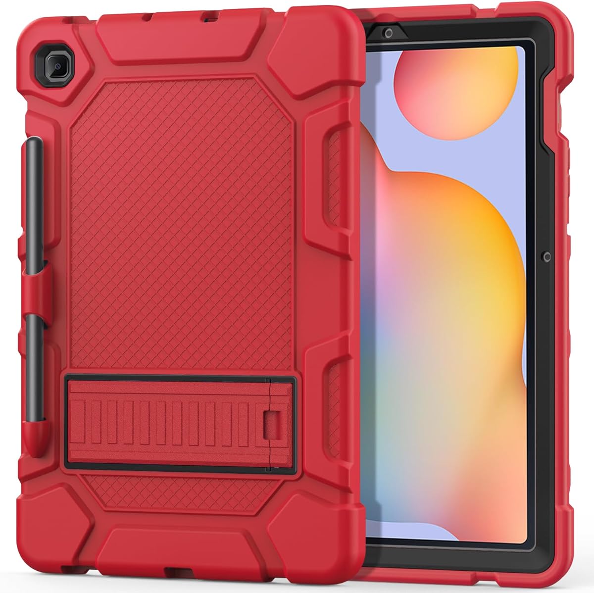 Cantis Case for Samsung Galaxy Tab S6 Lite 10.4 Inch 2024/2022/2020 with S Pen Holder, Heavy Duty Shockproof Rugged Protective for Samsung S6 Lite Case 10.4'', Red+Black+Red