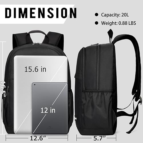 Miniatura 6 de AUGUST 18 Mochila básica clásica ligera para viajes, mochilas casuales con correas de hombro transpirables, 20L, Negro -, Mochilas Daypack