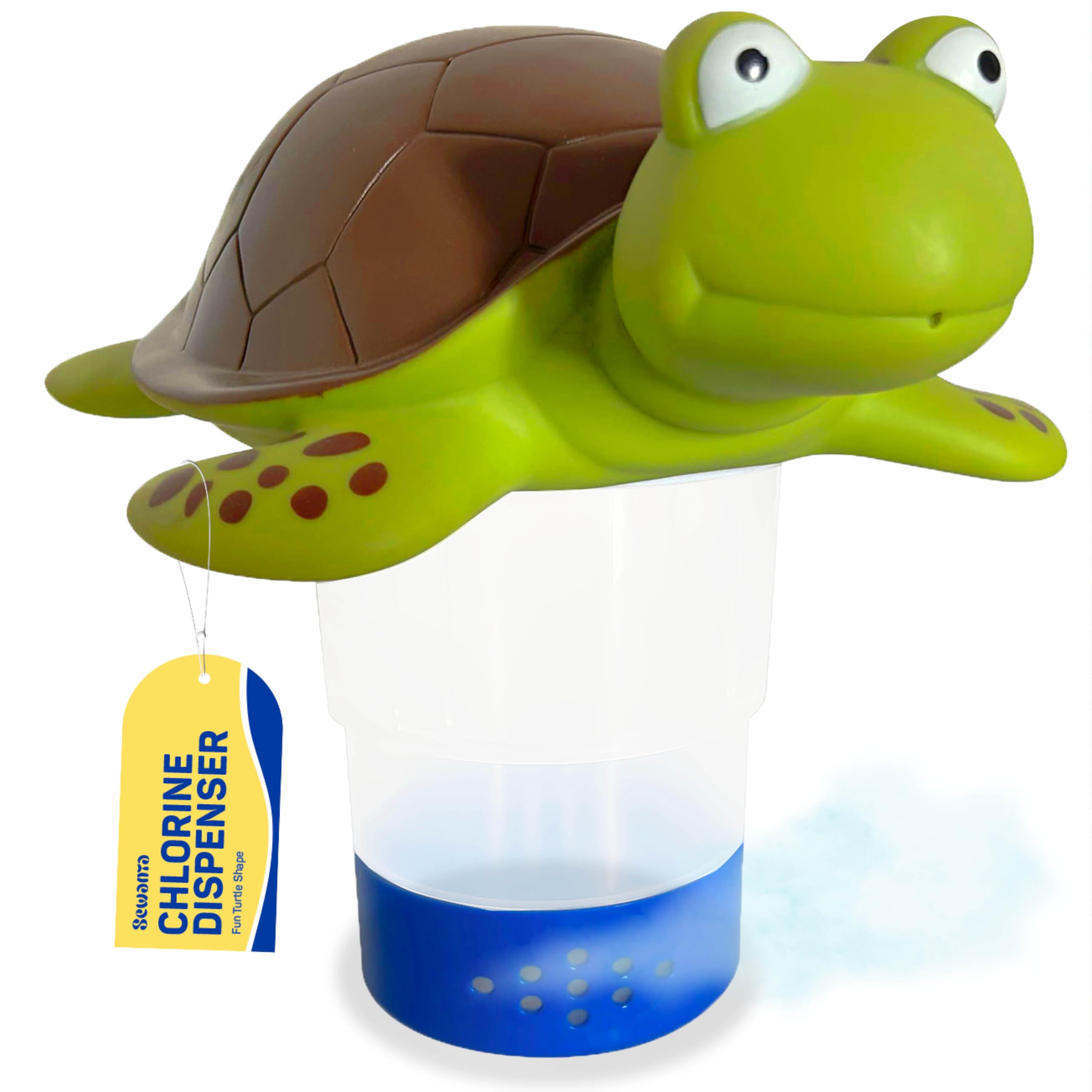 Dispensador de cloro flotante en forma de tortuga para piscinas, se adapta a tabletas de 3 pulgadas, flotador de cloro para piscina con rejillas de ventilación de flujo ajustables, dispensador de