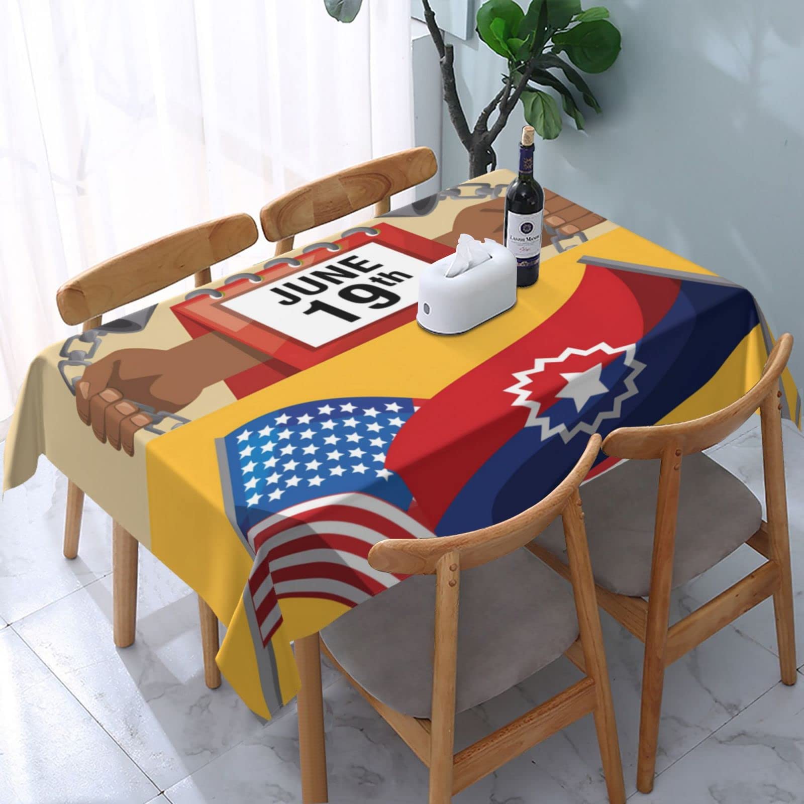 JunHeArt Juneteenth Celebrating Black Freedom 1865 African American Tablecloth Rectangle Table Cover Washable Table Cloths Decor For Kitchen 54" X 72"