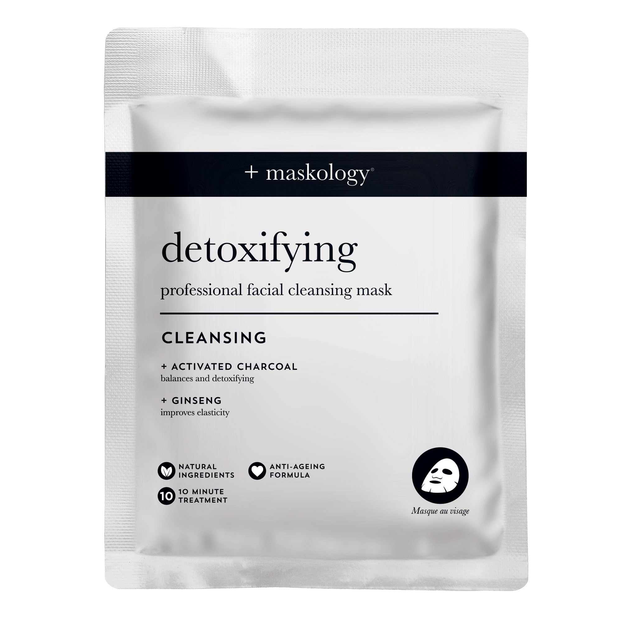 MASKOLOGY DETOXIFYING Professional Sheet Bubble Mask Pack of 1 | Charcoal Face Mask | Self-Foaming Face Sheet Mask Packs | 100% Plant Based | Bubble Sheet Mask |