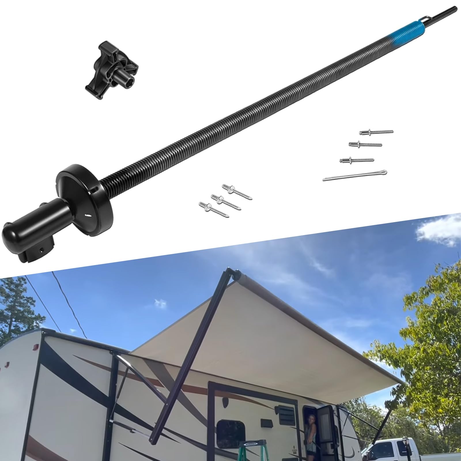 3310420.017U - Conjunto de torsión de toldo eléctrico para mano izquierda para toldos Dometic A&E serie 9100 de 10 pies a 21 pies de longitud, toldo RV brazo de torsión izquierdo