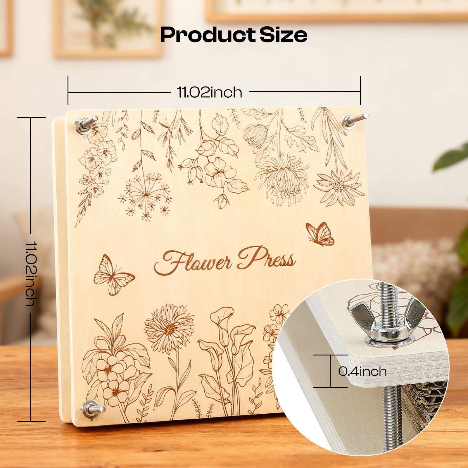 Caydo Kit de prensa de flores de madera de 11 x 11 pulgadas, 10 capas para adultos, marco de flores prensadas para marcapáginas, conserva ramo funerario de boda y plantas, hojas, hierbas para