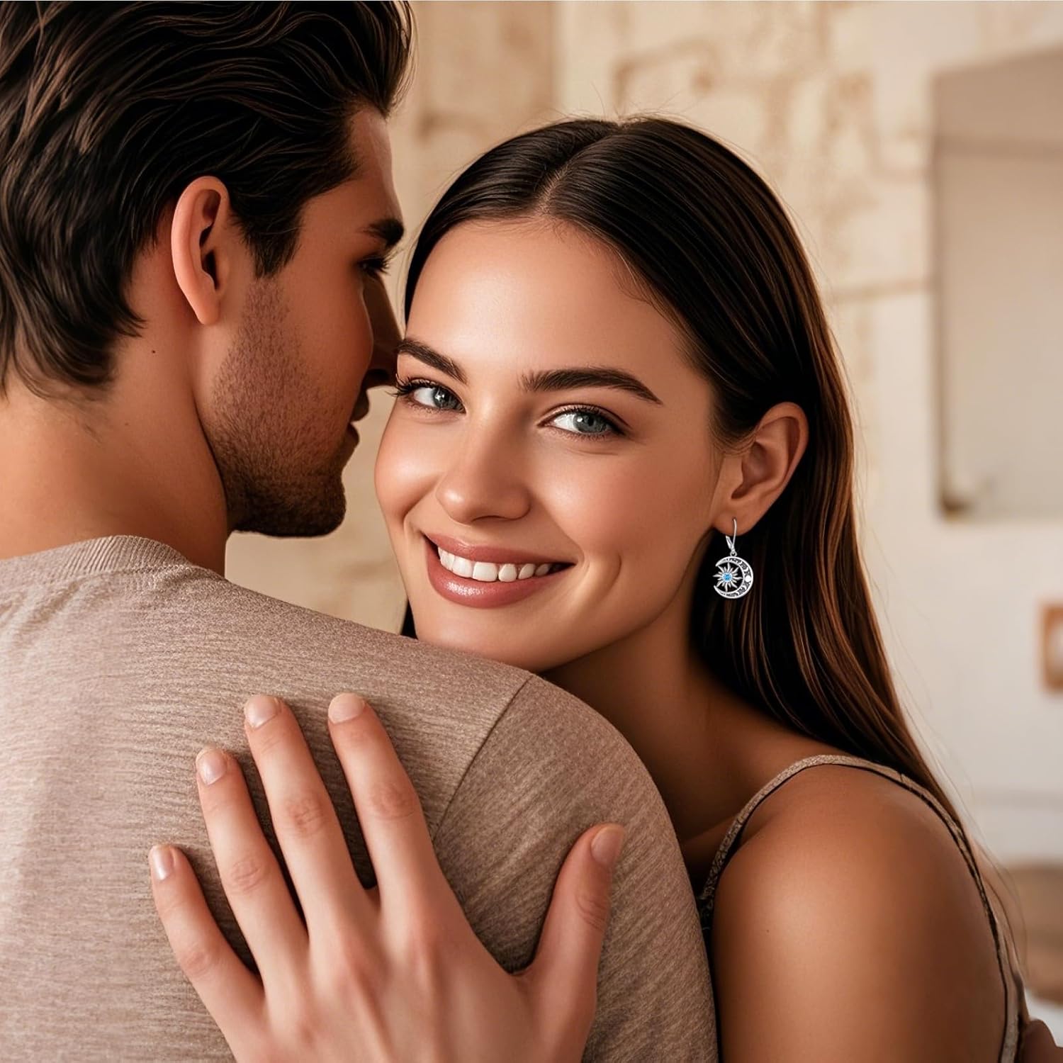 Birthstone Earrings 925 Sterling Silver Birthstone Dangle Earrings Sun Moon Jewelry Gifts for Women - Image 6