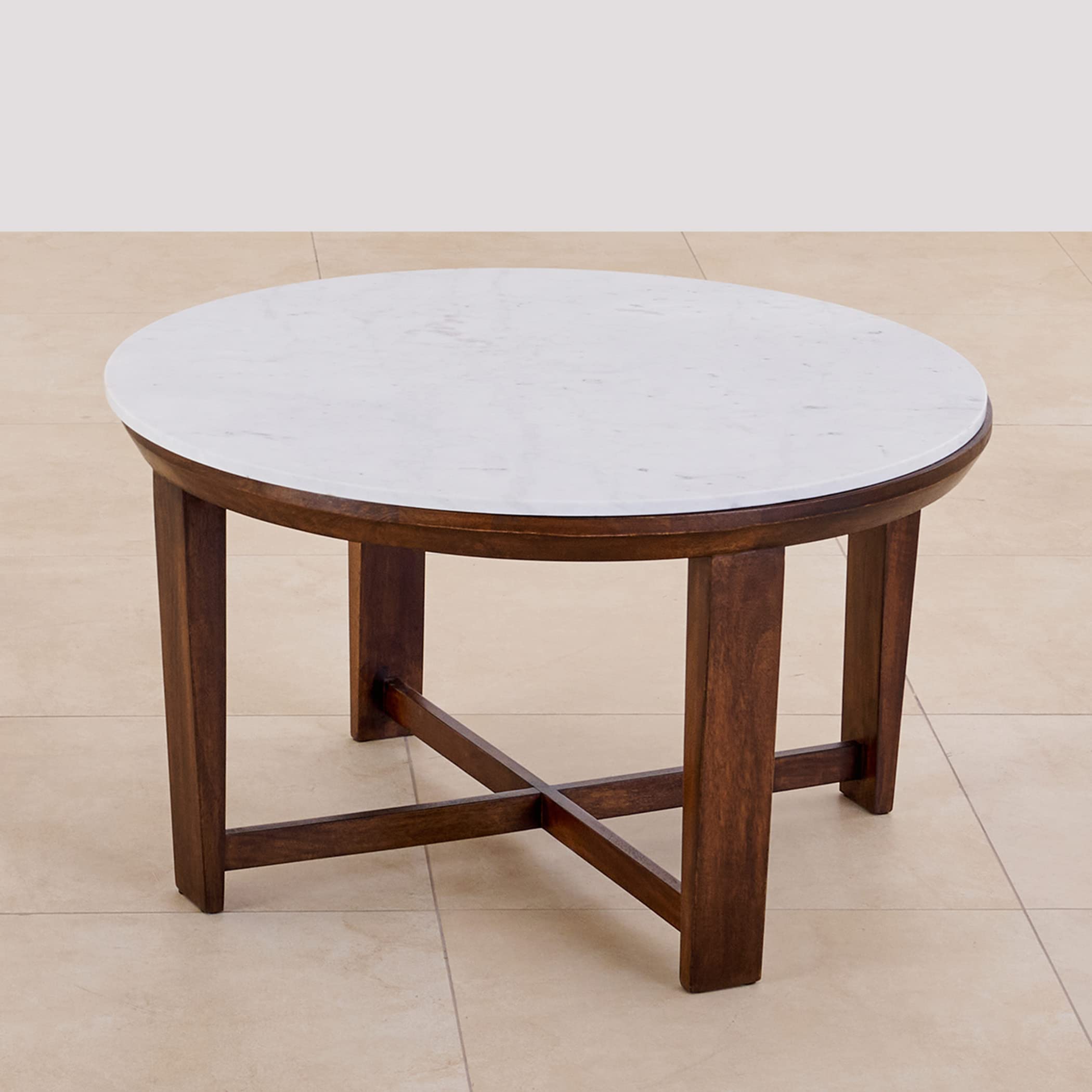 Home Centre Apollo NXT Marble Top Coffee Table with Stools - Brown