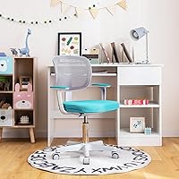 Vista 28 de POWERSTONE Silla de escritorio para niños, silla de computadora de malla ajustable con reposabrazos, cojín suave y silla de oficina giratoria de Rosa