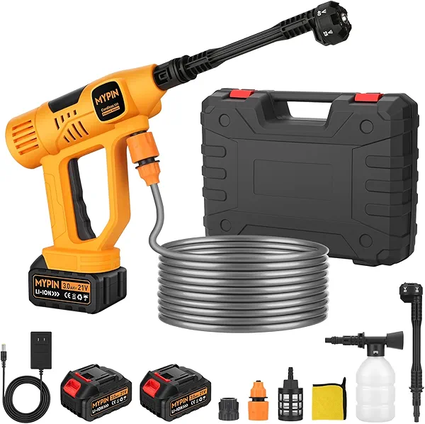 Upgraded LCD Display Portable Cordless Pressure Washer, 790 PSI 21V 2x3.0AH Rechargeable Batteries Powered Pressure Washer, 6-in-1 Nozzle for Car Floor Wall Fence Cleaning,10 Adjustable Pres