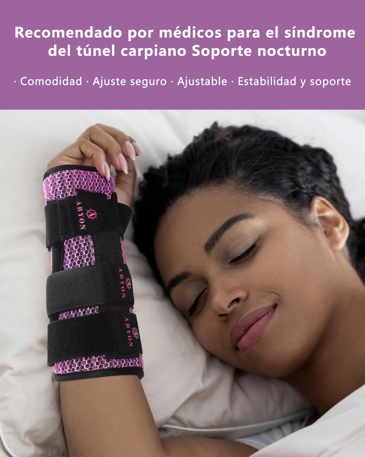 ABYON férula de muñeca para túnel carpiano – Soporte nocturno para alivio del dolor, tendinitis, artritis y esguinces. Ligera, transpirable y acolchada, apta para hombres y mujeres