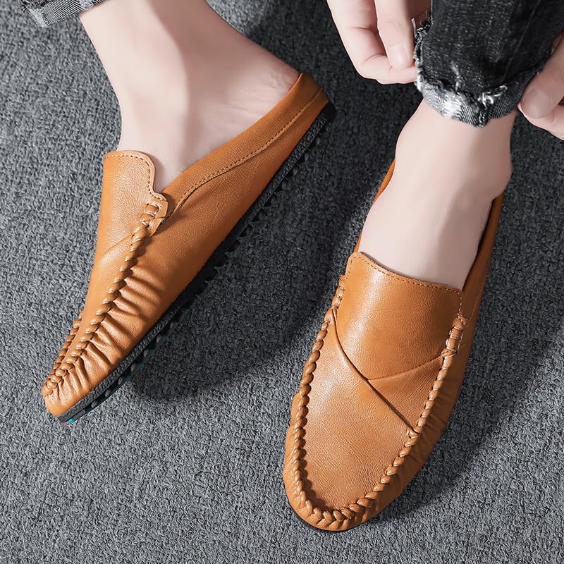 Mens Loafers Shoe Round Toe PU Leather Half Loafers Shoes Slip Resistant Comfortable Flexible Outdoor Slip-on2