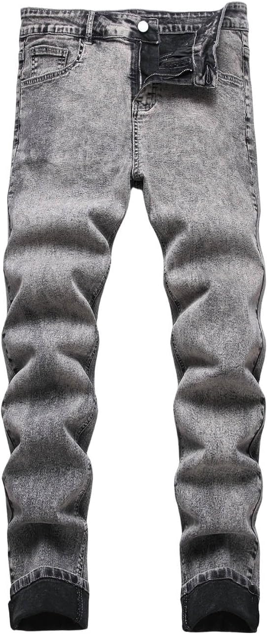 Men Jeans Regular Fit Men's Classic Straight Leg Denim Trousers for Outdoor Sports and Casual Everyday Wear in Spring and Autumn Seasons