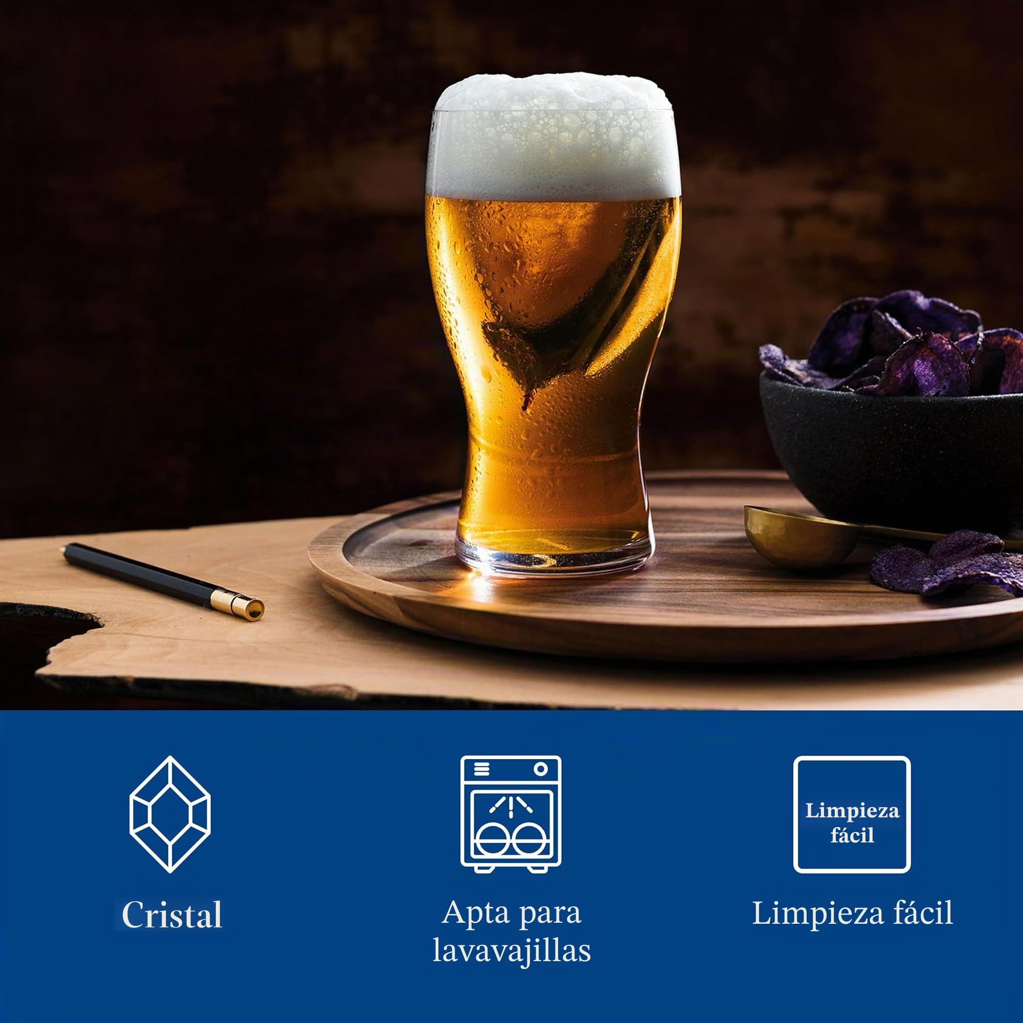 Purismo pinta de cerveza set de 2 unidades. | Cristal fabricado en Alemania, ideal para el uso diario y ocasiones festivas