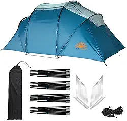 Barraca Familiar 6-8 Pessoas com 2 Cômodos e Sala de Estar - Impermeável e de Montagem Fácil para Acampamentos