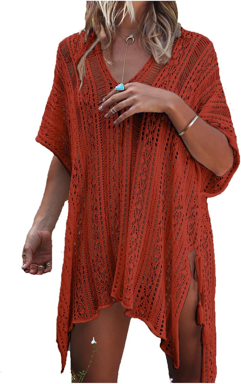 Wander Agio Beach Swimsuit for Women Sleeve Coverups Bikini Cover up Net
