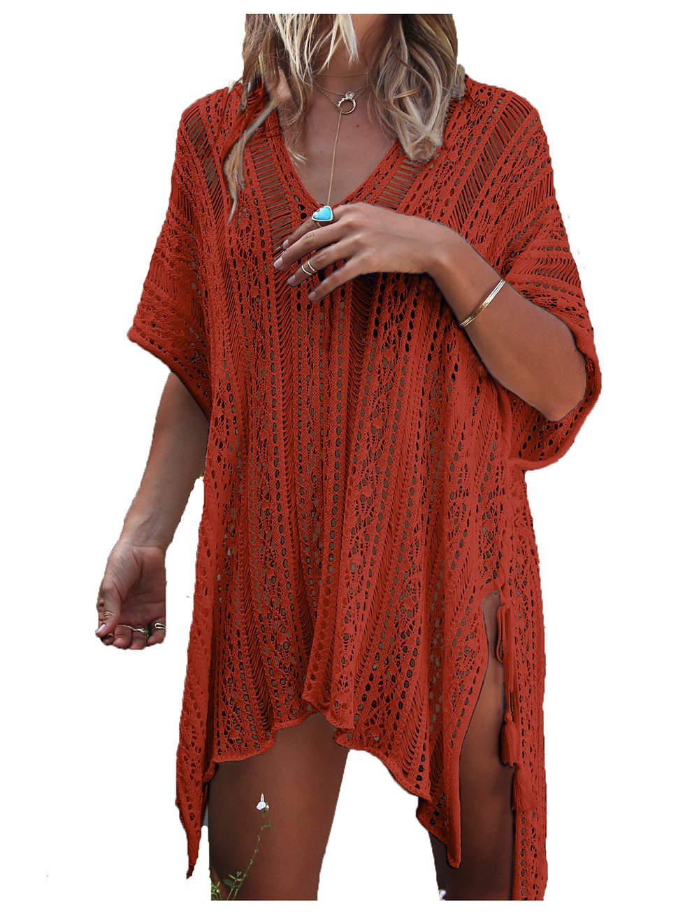 Wander Agio Beach Swimsuit for Women Sleeve Coverups Bikini Cover up Net