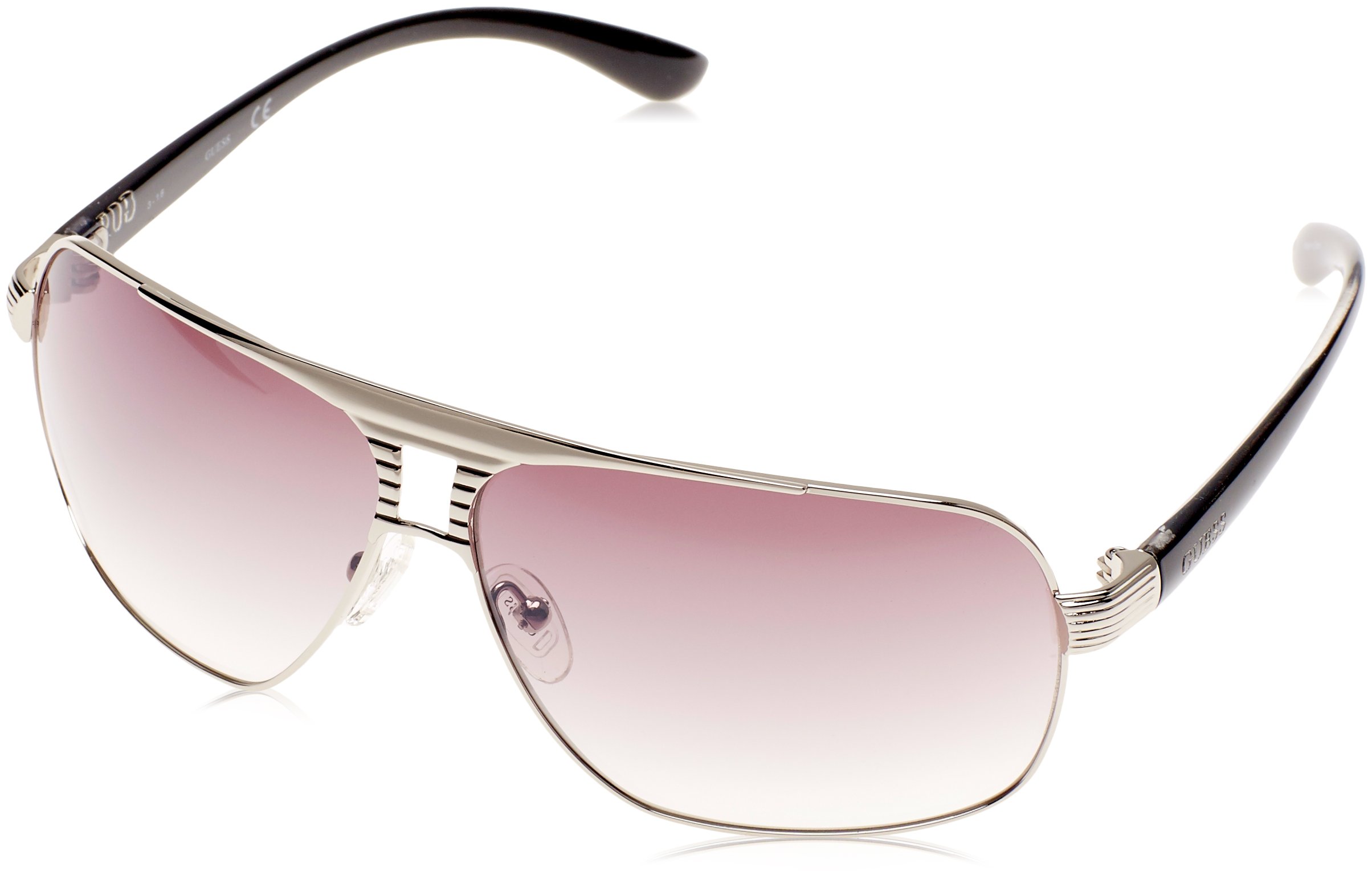 Aviator Sunglasses By Guess Gu6512 Q89 Silver Smoke Gradient Flash