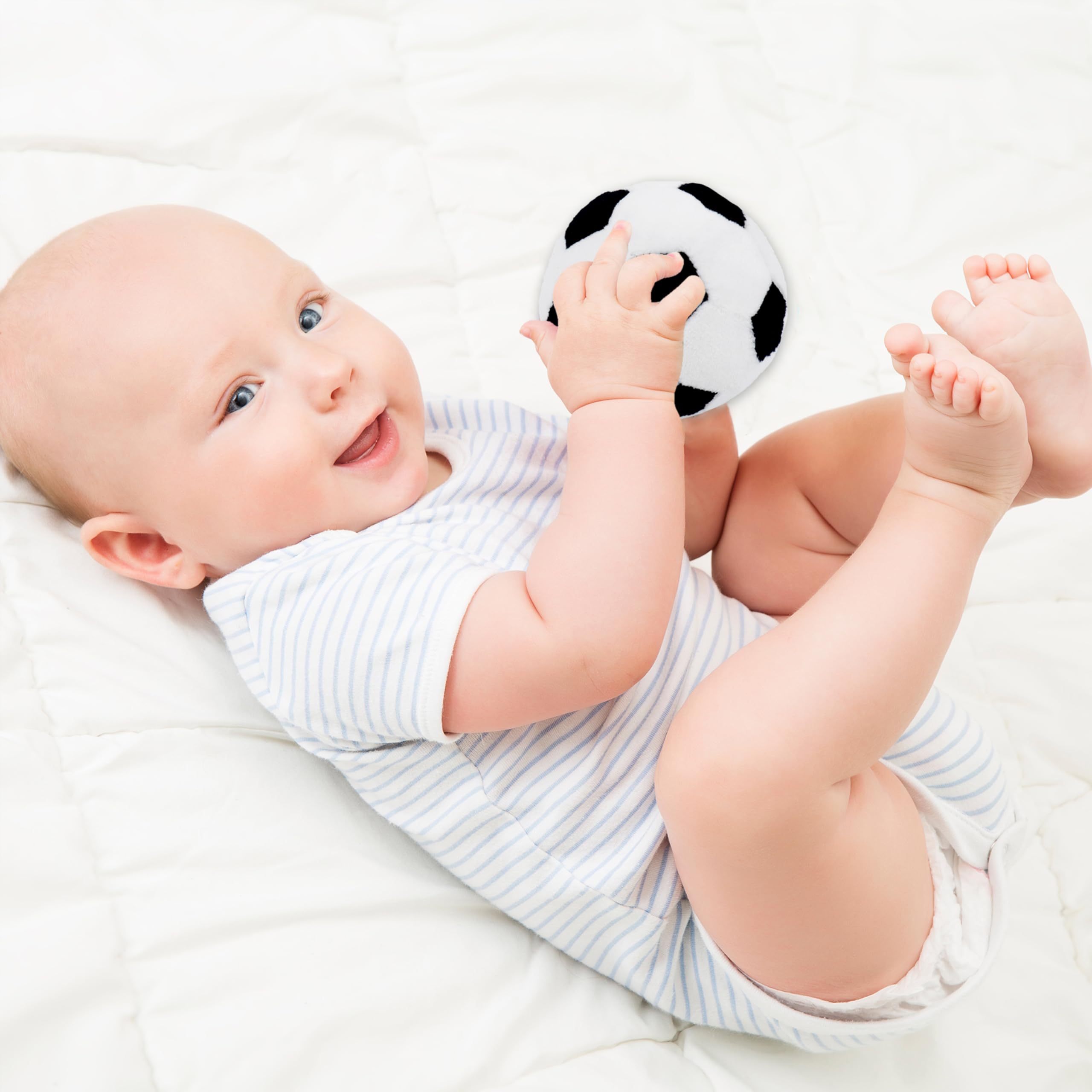 Lullaberry 8cm My First Soccer Ball - Plush Baby Rattle Toy - Safe Soft Sports Toy for Infants Boys and Girls - Image 3