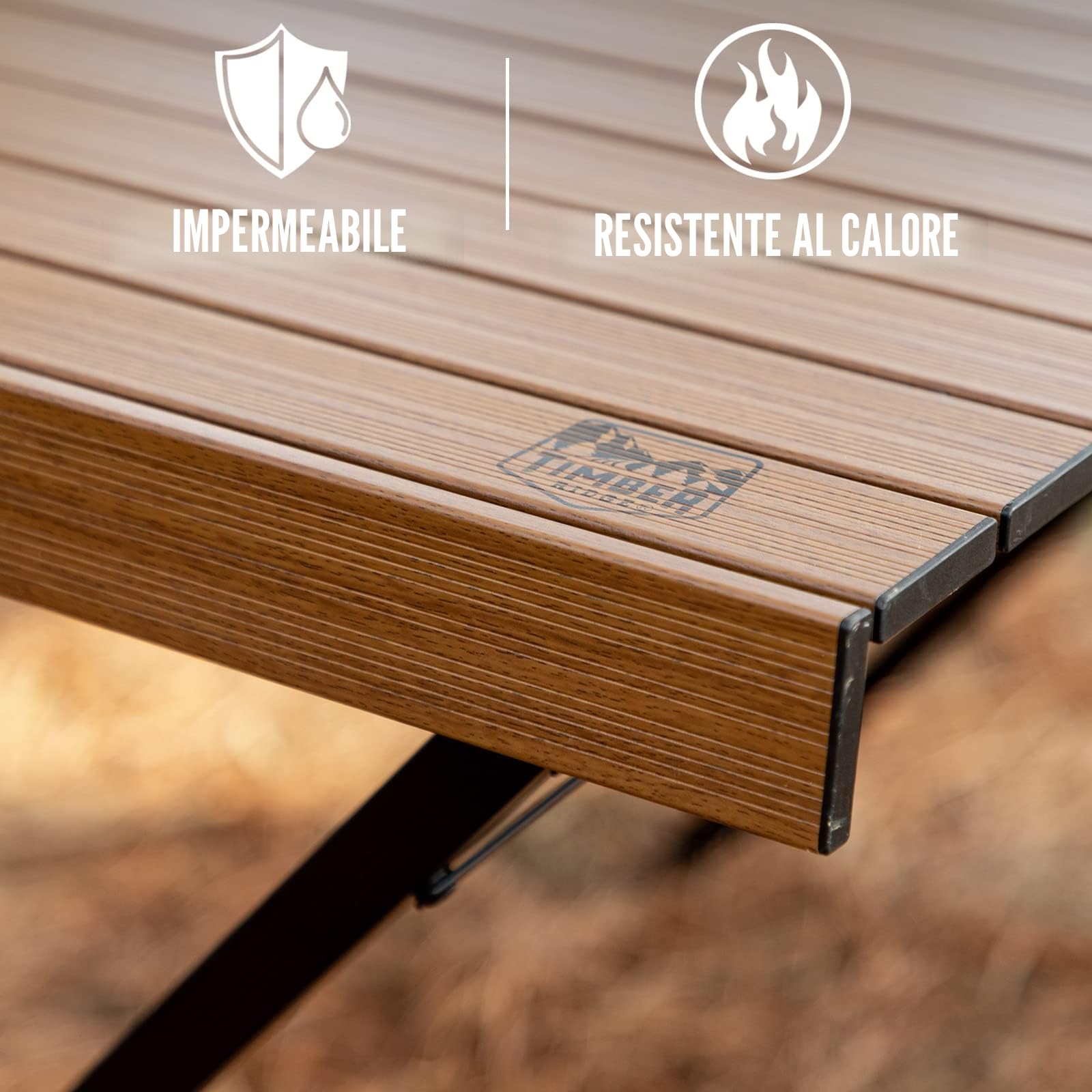 TIMBER RIDGE Tavolo da Campeggio Pieghevole Regolabile in Altezza, 4-6 persone Leggero in Alluminio per Campeggio, Picnic, Barbecue, Cortile, Feste, supporto 100 kg