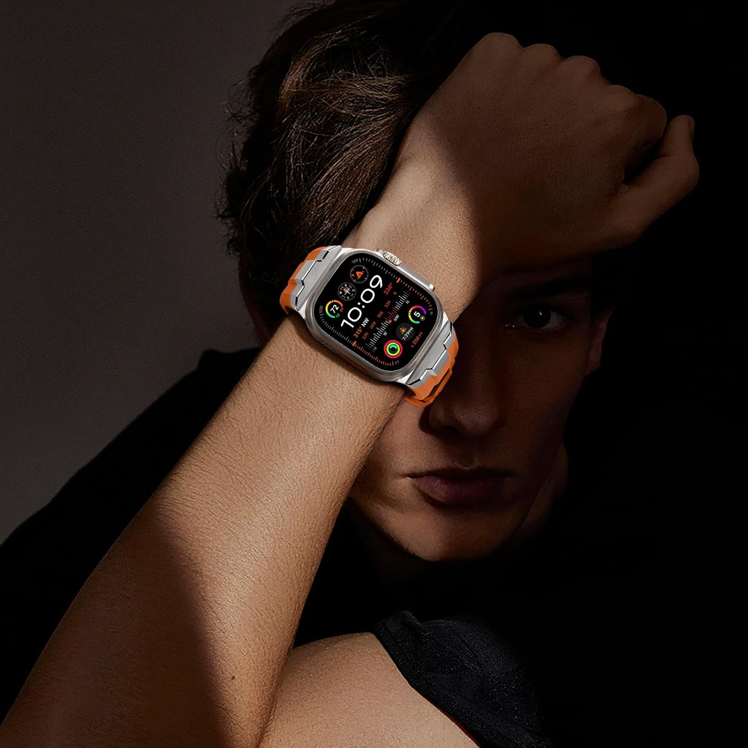 Suitisbest Sport Band for Apple Watch Ultra 2/Ultra Bands 49mm 46mm 45mm 44mm 42mm(Series 3), Wide Rugged 316L Stainless Steel Connector Durable Silicone Band for iWatch Ultra 11 10 9 8 7 6 5 4 3 SE