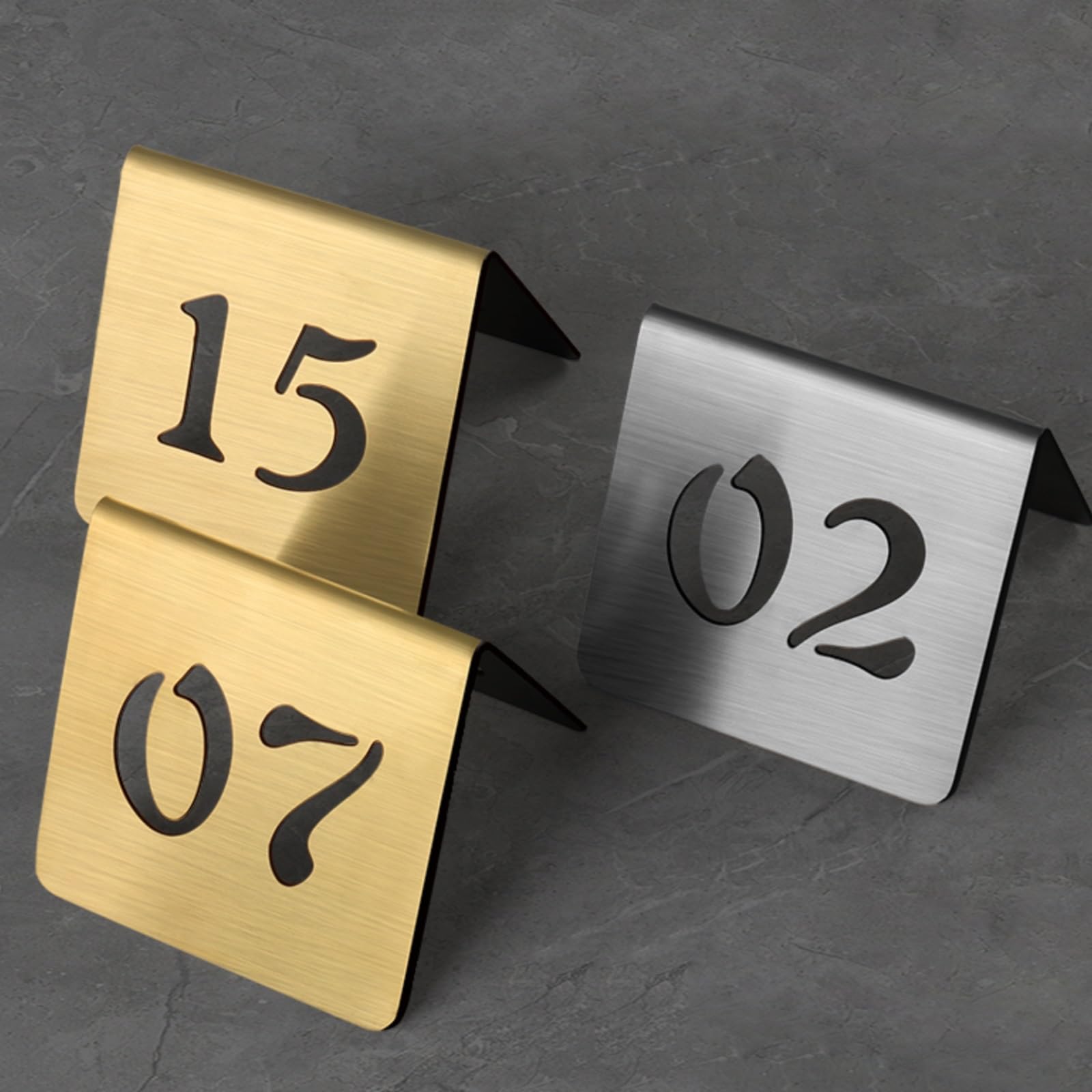 Numeri Tavoli Ristorante Tabella Da Tenda In Acciaio Inossidabile Tavolo Segno, 1-50 Doppio Lato Numeri, Carte Segni Numeri per Ristoranti, Bar, Bar, Bar, Caffè, Numeri Carte Da Tavolo(Gold 6cm,1-5)
