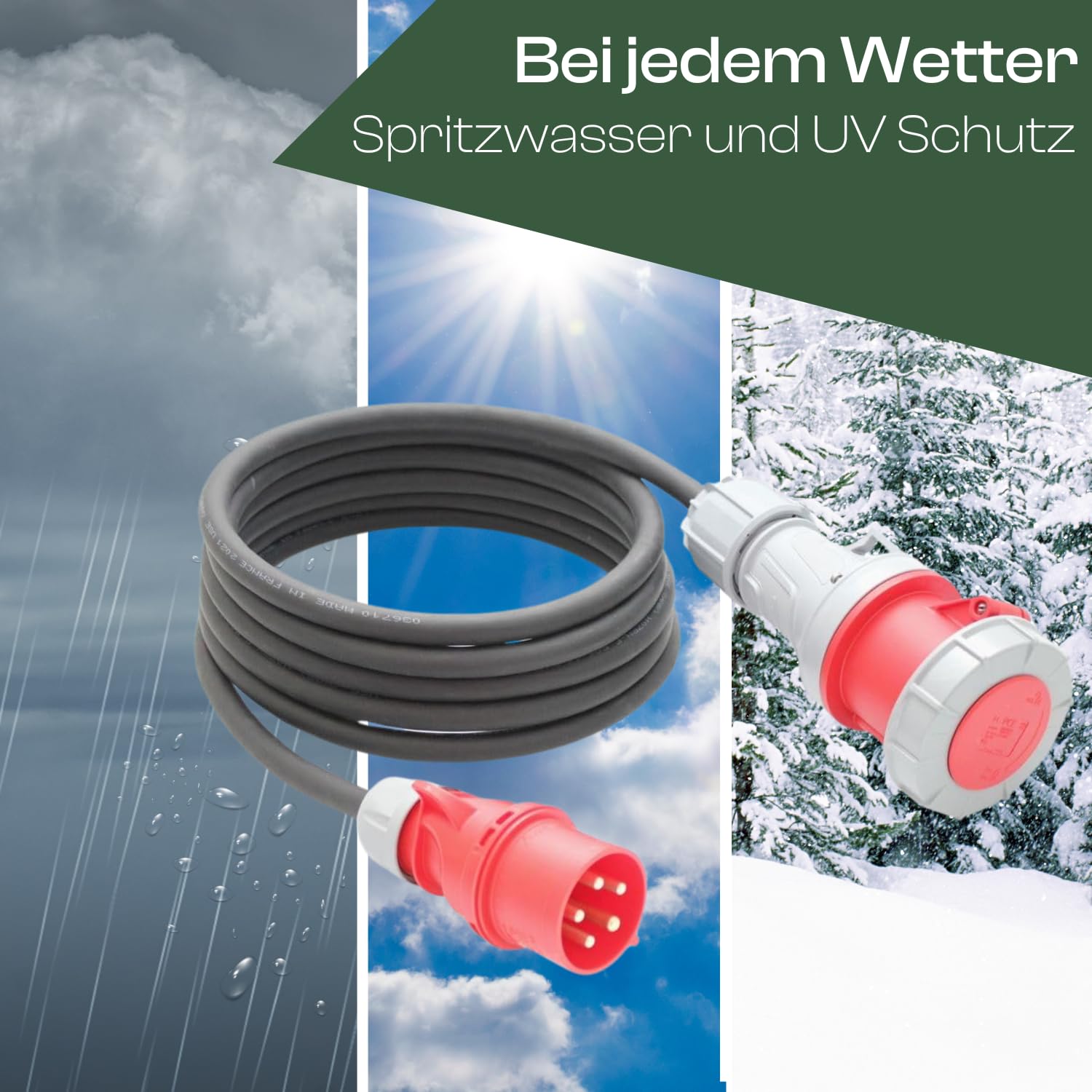 Adapterleitung für Starkstrom CEE Verlängerungskabel H07RN-F 5G6mm² 32A Stecker auf 63A Kupplung zum Anschluss von schweren Maschinen, und Werkzeugen (1)