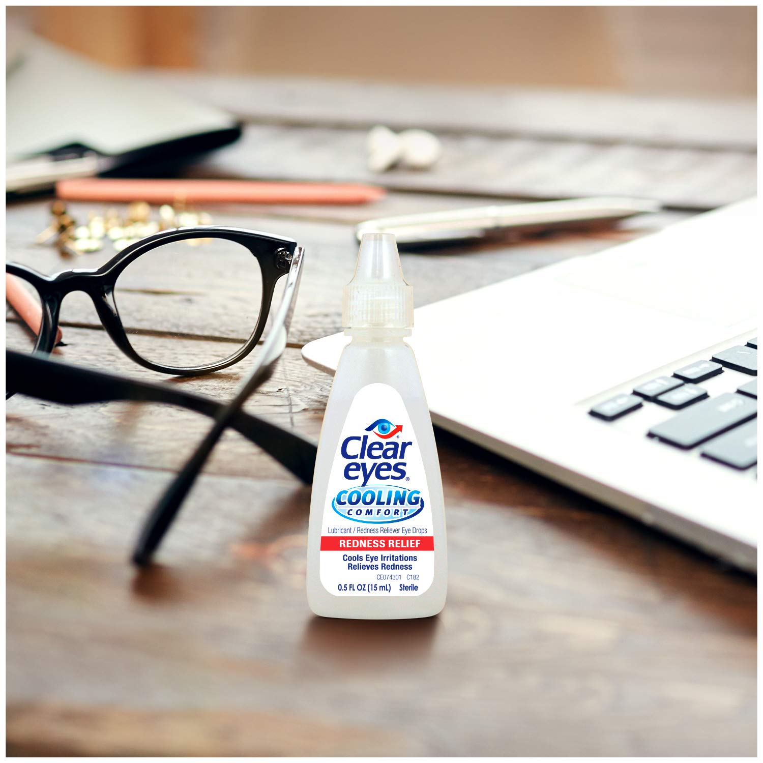 Clear Eyes Cooling Comfort Redness Relief Eye Drops, Soothes Red Eyes