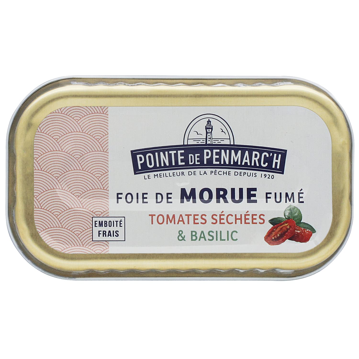 Foie de morue aux tomates séchées et au basilic Pointe de Penmarc'h le lot de 6 boîtes de 121 g - Livraison en 2 à 3 jours ouvrés depuis la Bretagne