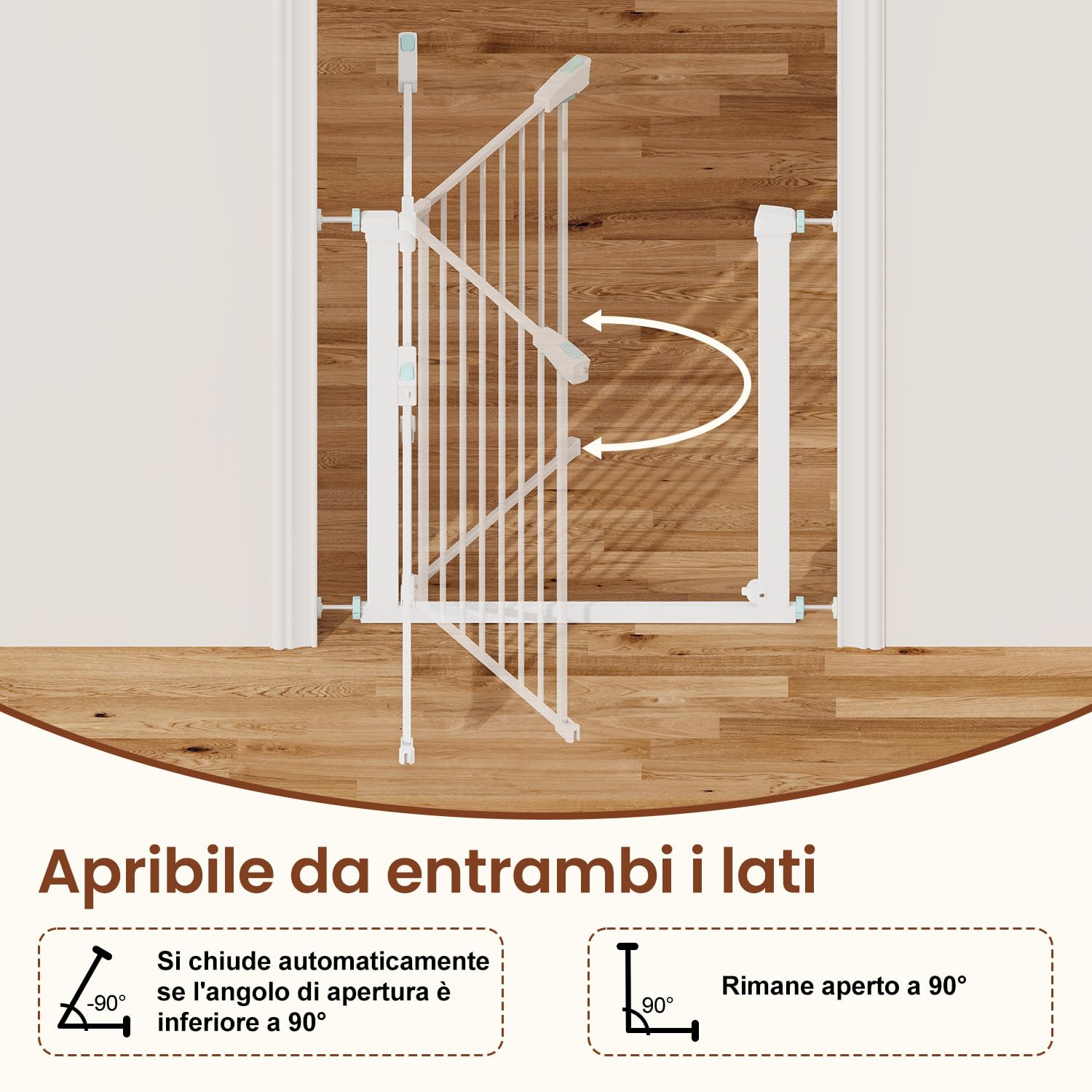 YEAUPE PRO Cancelletto per Bambini e Animali Senza Foratura,92-95cm,Bianco