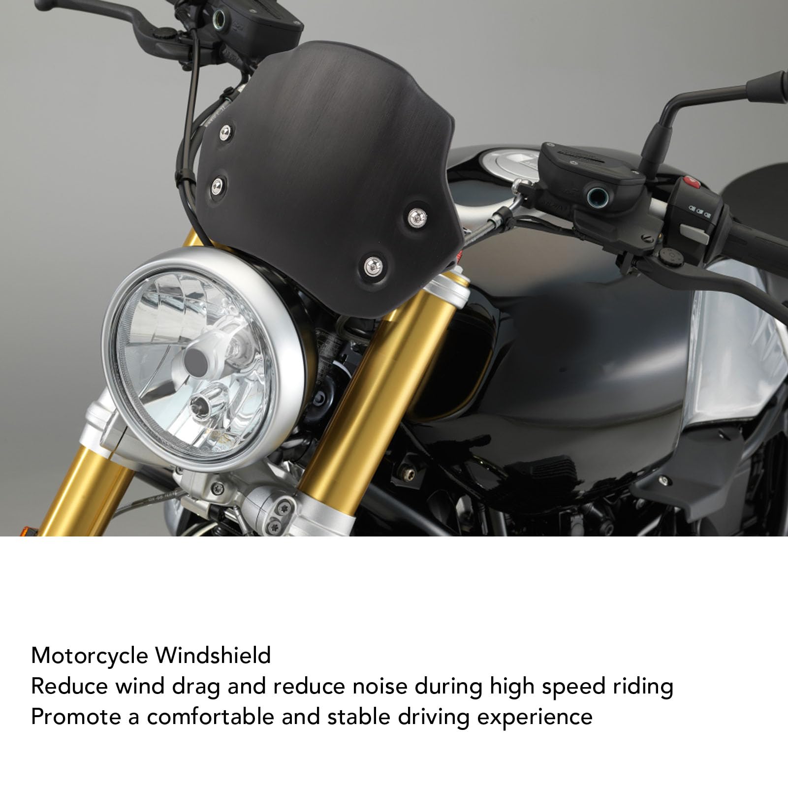 Parabrezza Moto, per Modelli Dal 2014 Al 2023 (BLACK) | Costruzione 100% in Lega di Alluminio, Riduce la Resistenza del e il Rumore, Compatibile con R NINE T Pure Racer Scrambler